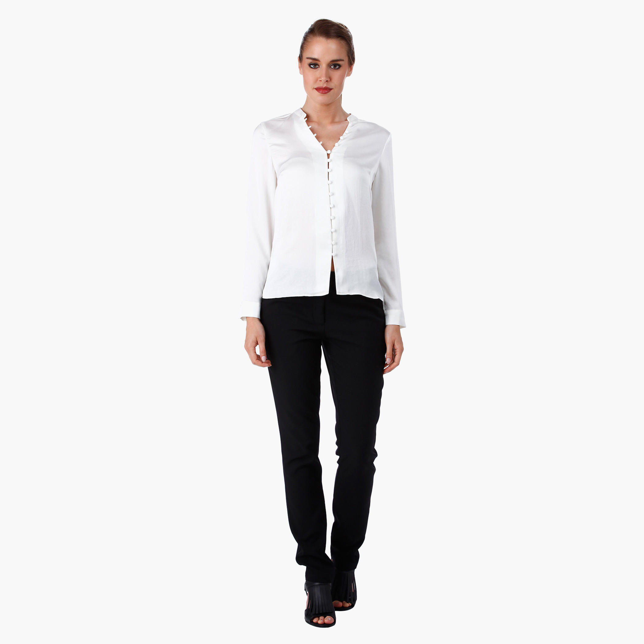 Formal Shirt with Mandarin Collar and Long Sleeves-women-clothing-shirtsandblouses-blouses-image-5