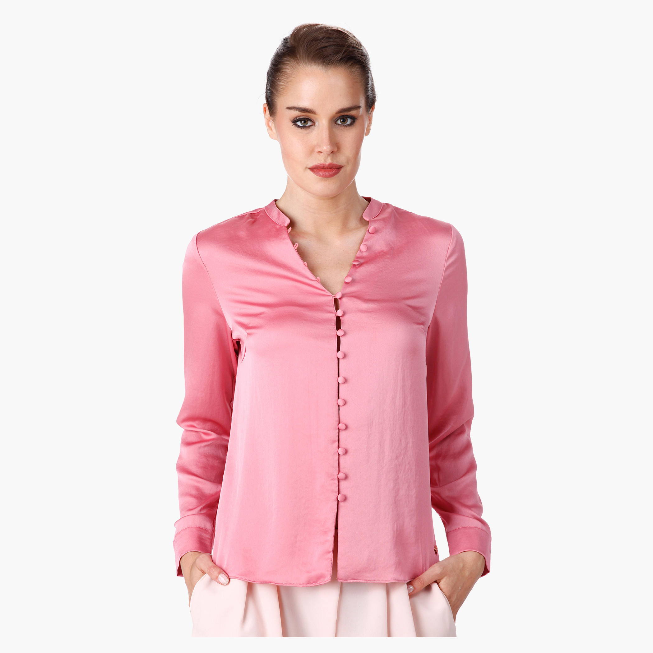 Formal Shirt with Mandarin Collar and Long Sleeves-women-clothing-shirtsandblouses-blouses-image-11