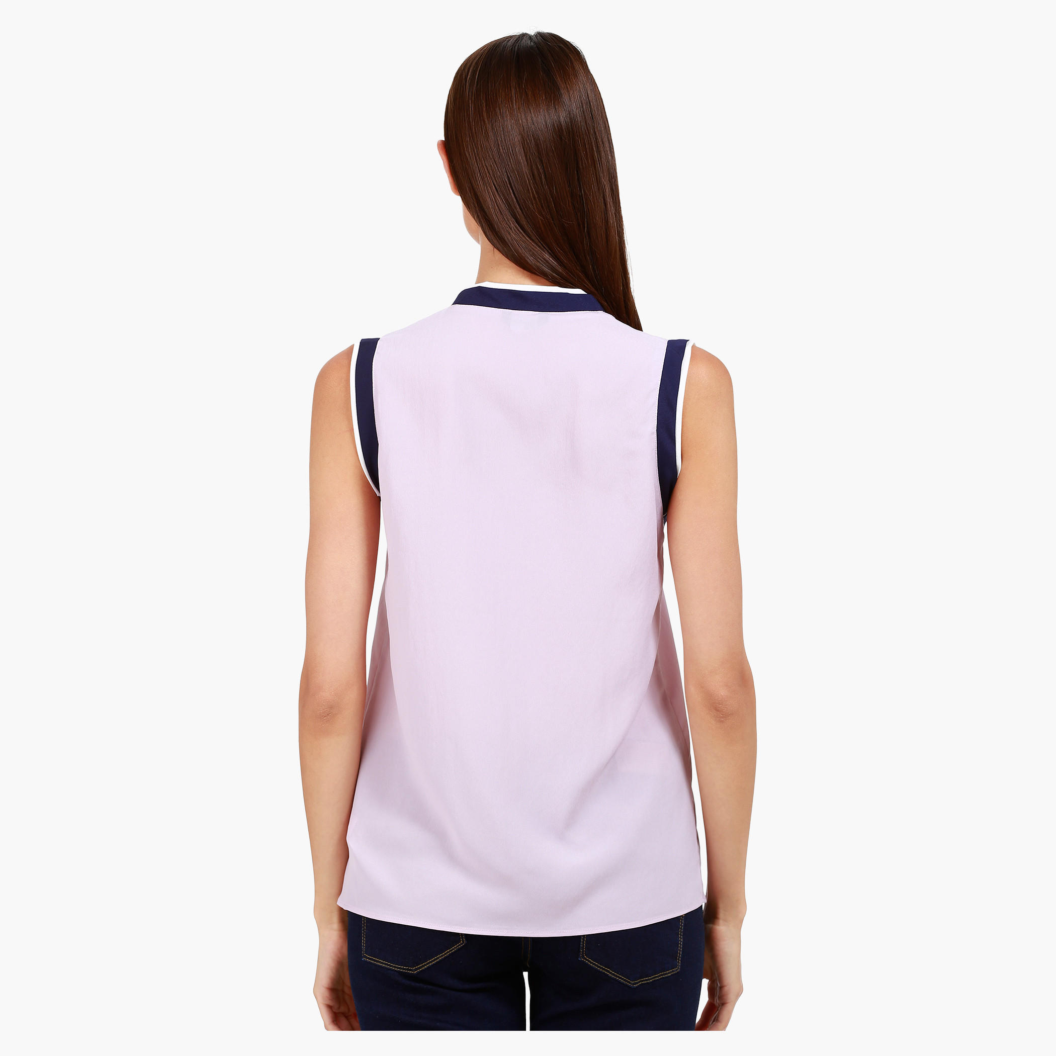 Casual V-Neck Top with Contrast Detailing in Regular Fit-women-clothing-shirtsandblouses-blouses-image-7