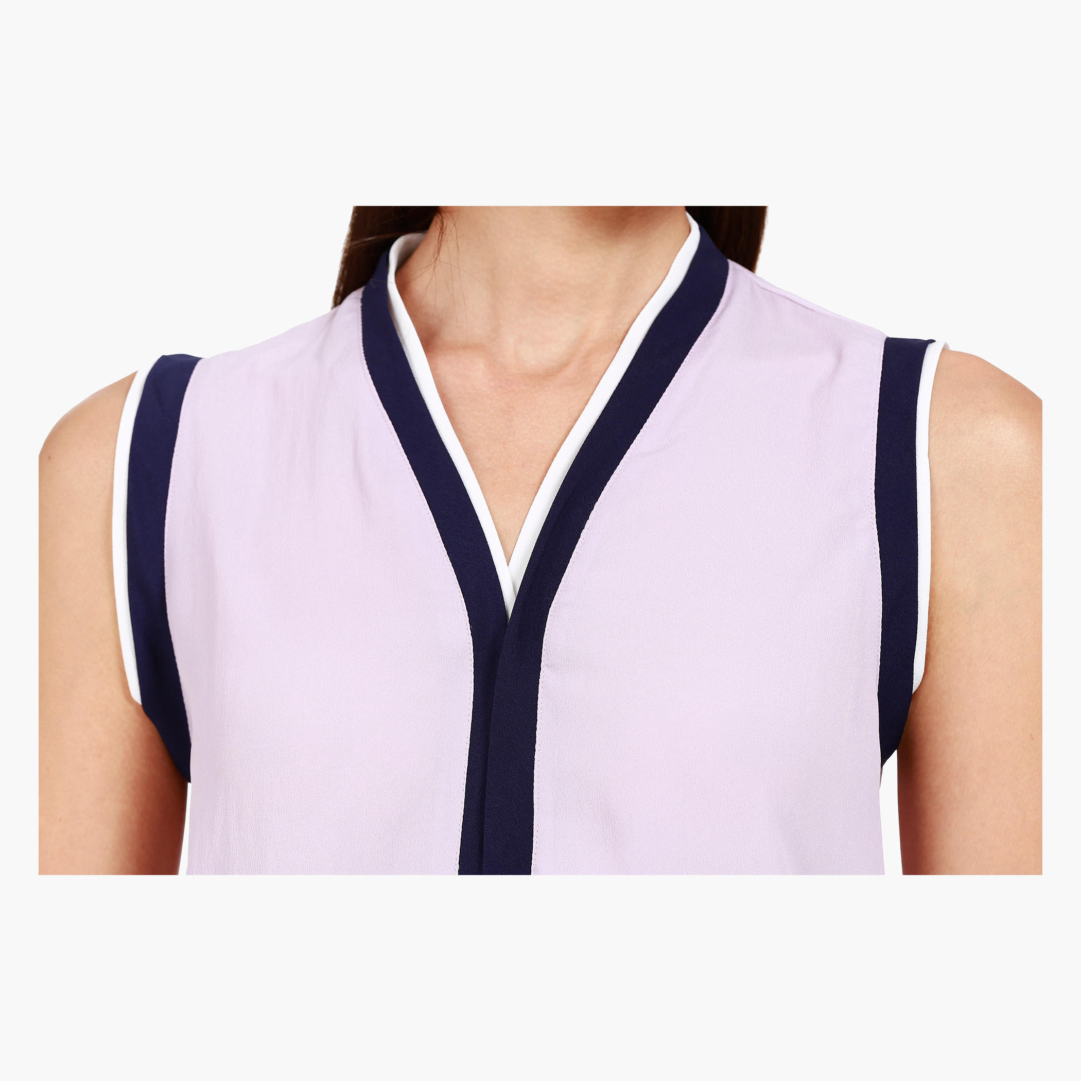 Casual V-Neck Top with Contrast Detailing in Regular Fit-women-clothing-shirtsandblouses-blouses-image-9