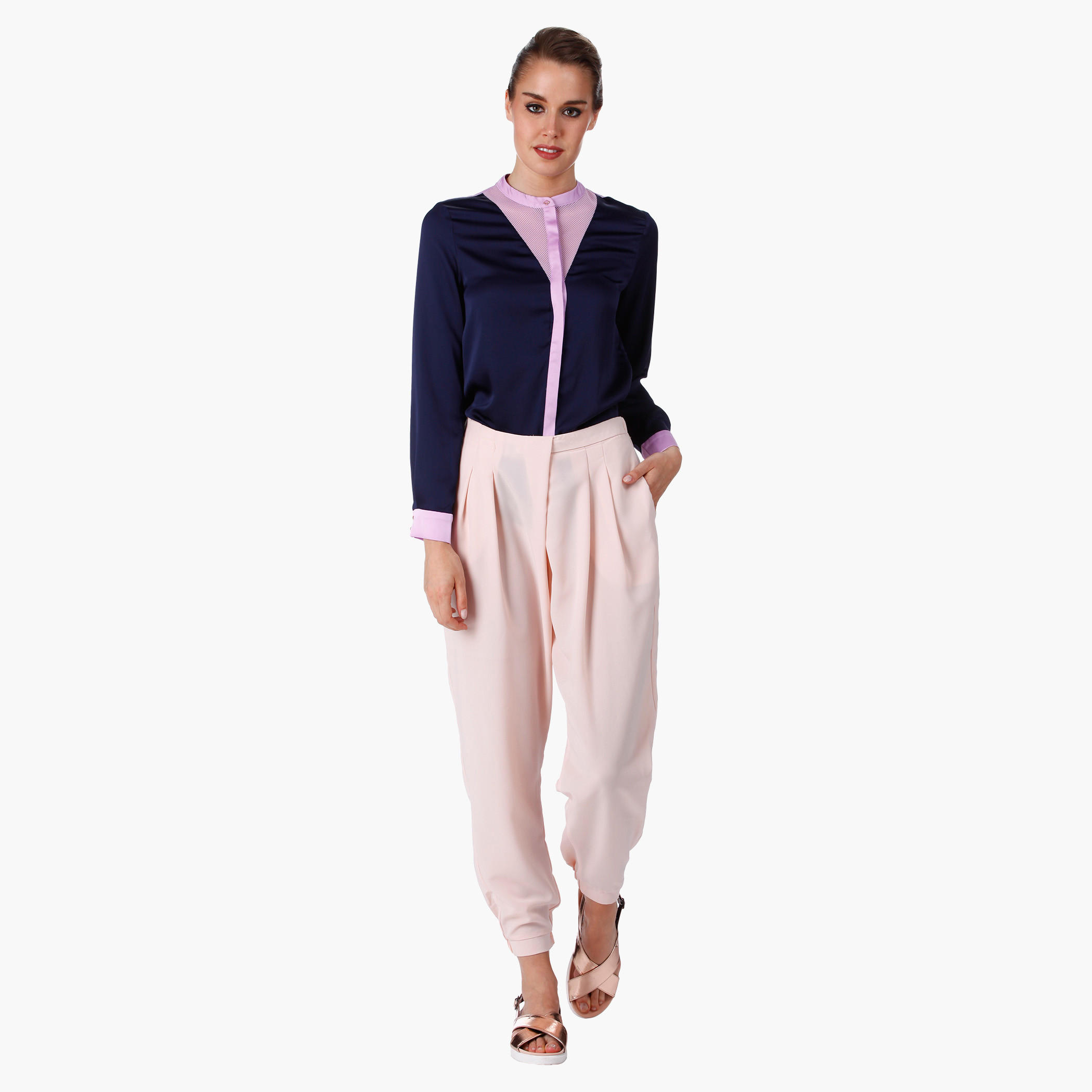 Formal Shirt with Round Neck in Regular Fit-women-clothing-shirtsandblouses-blouses-image-5