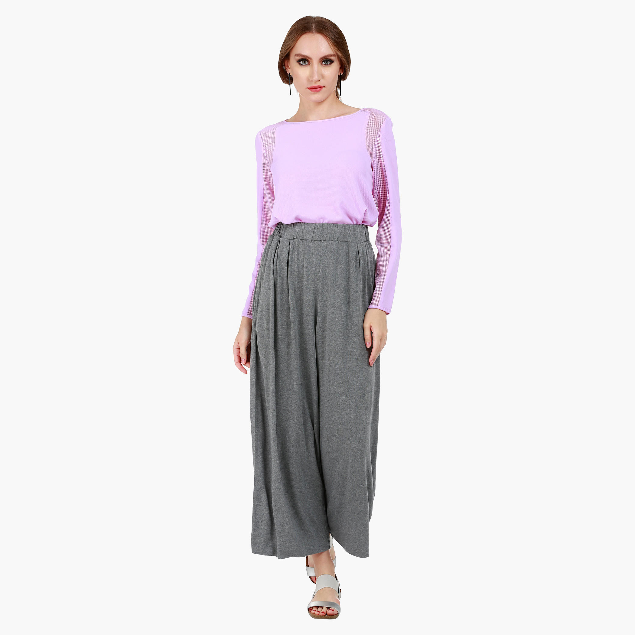 Formal Blouse with Long Sleeves and Mesh Panel Inserts in Regular Fit-women-clothing-shirtsandblouses-blouses-image-5