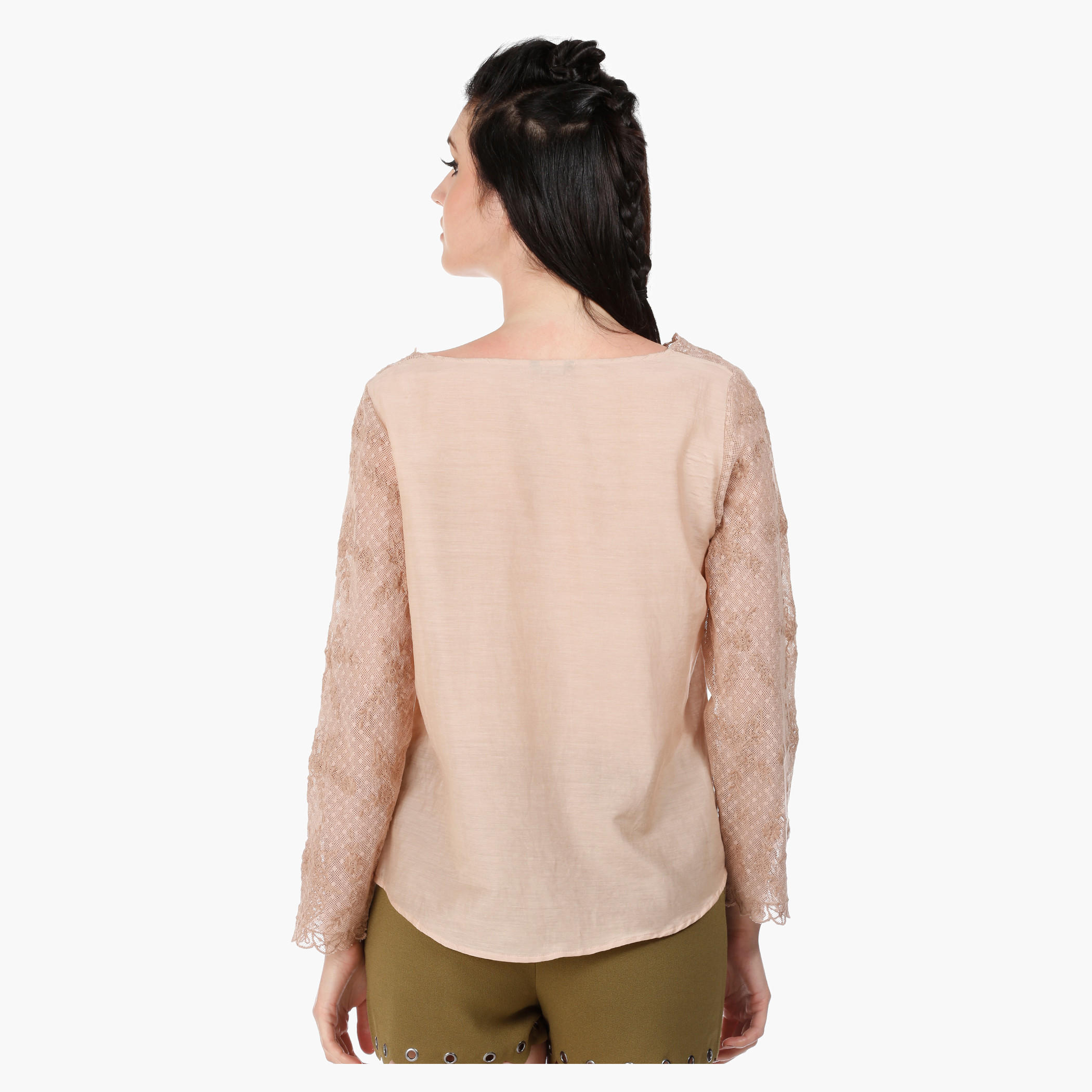 Embroidered Blouse with Long Sleeves and Sheer Yoke in Regular Fit-women-clothing-shirtsandblouses-blouses-image-2