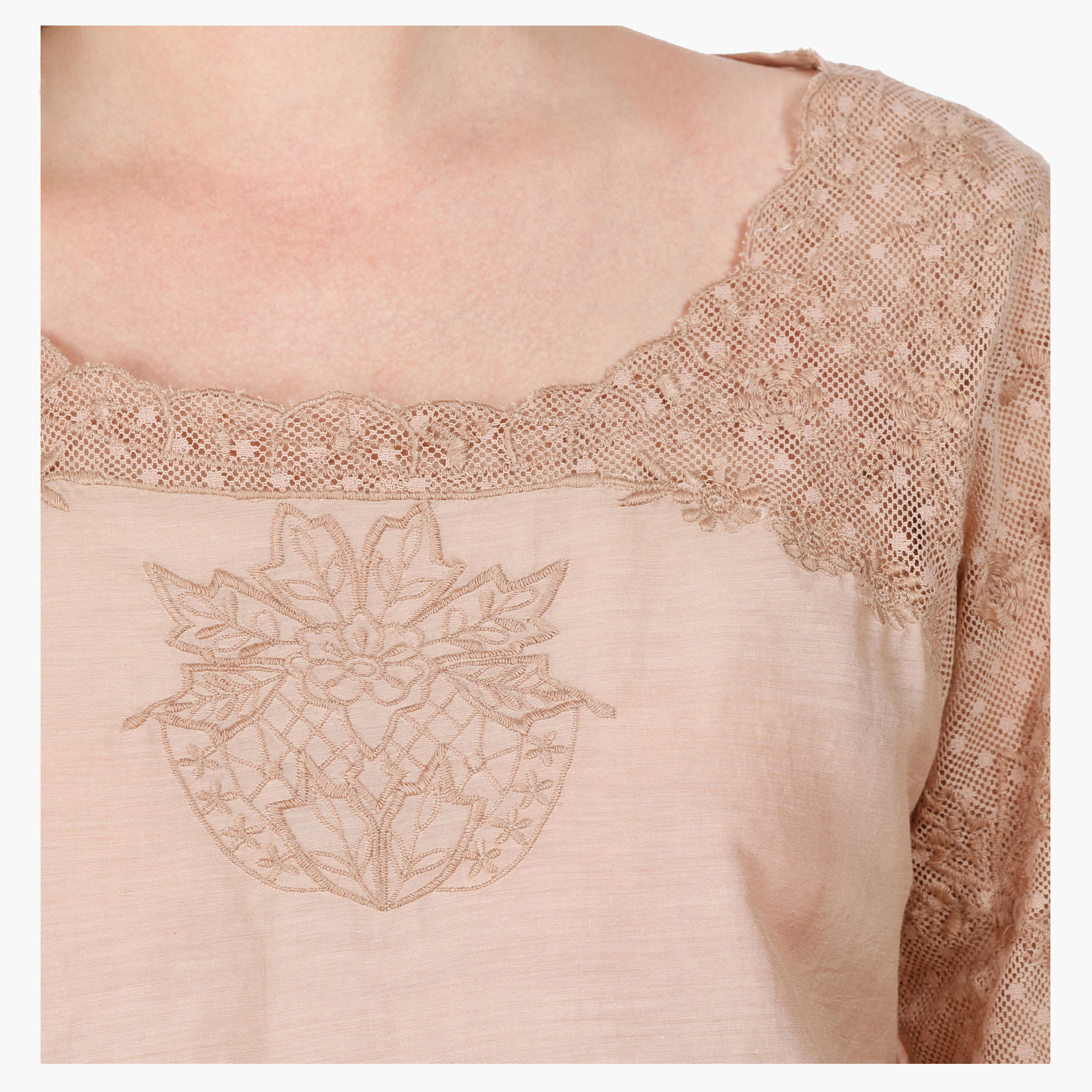 Embroidered Blouse with Long Sleeves and Sheer Yoke in Regular Fit-women-clothing-shirtsandblouses-blouses-image-4
