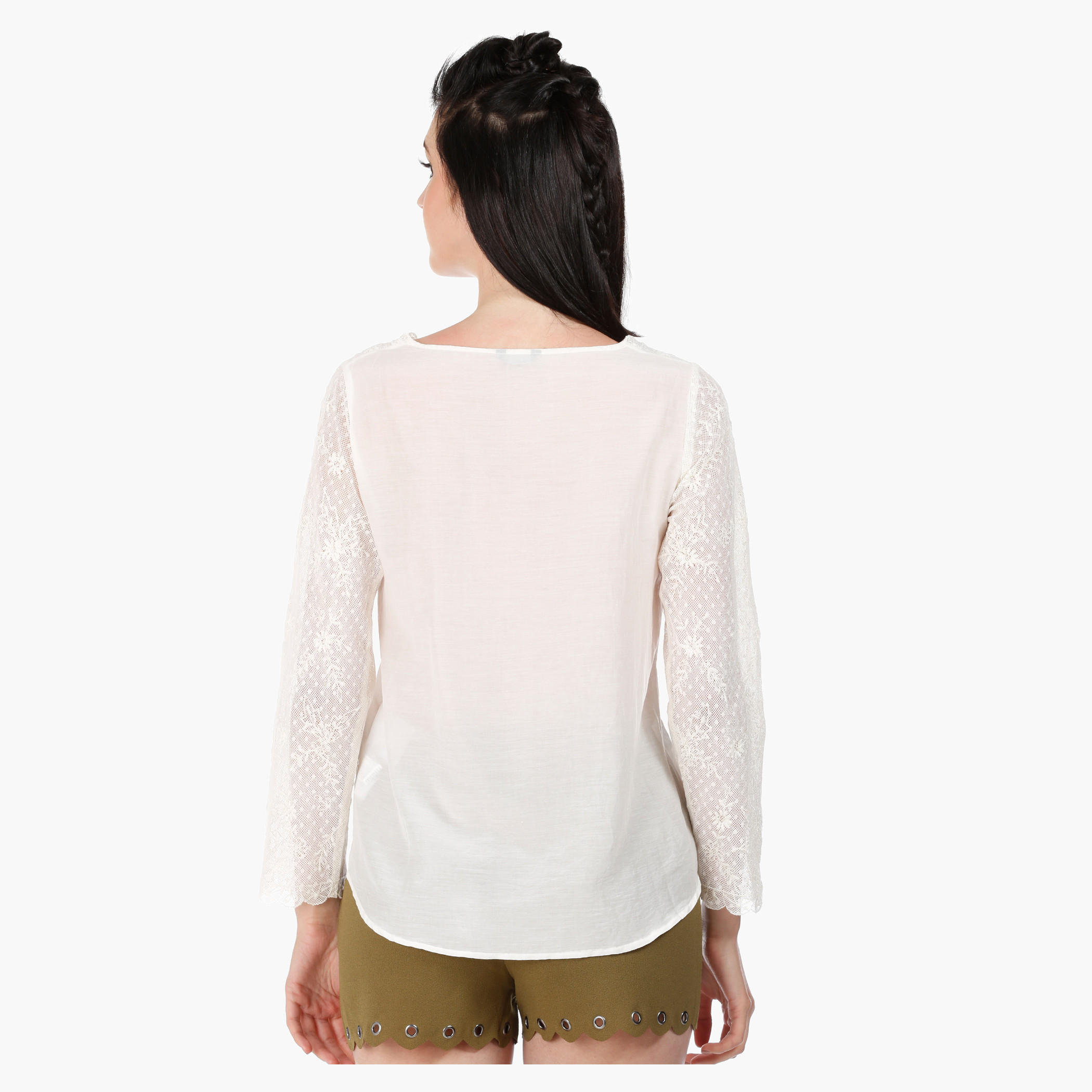 Embroidered Blouse with Long Sleeves and Sheer Yoke in Regular Fit-women-clothing-shirtsandblouses-blouses-image-7