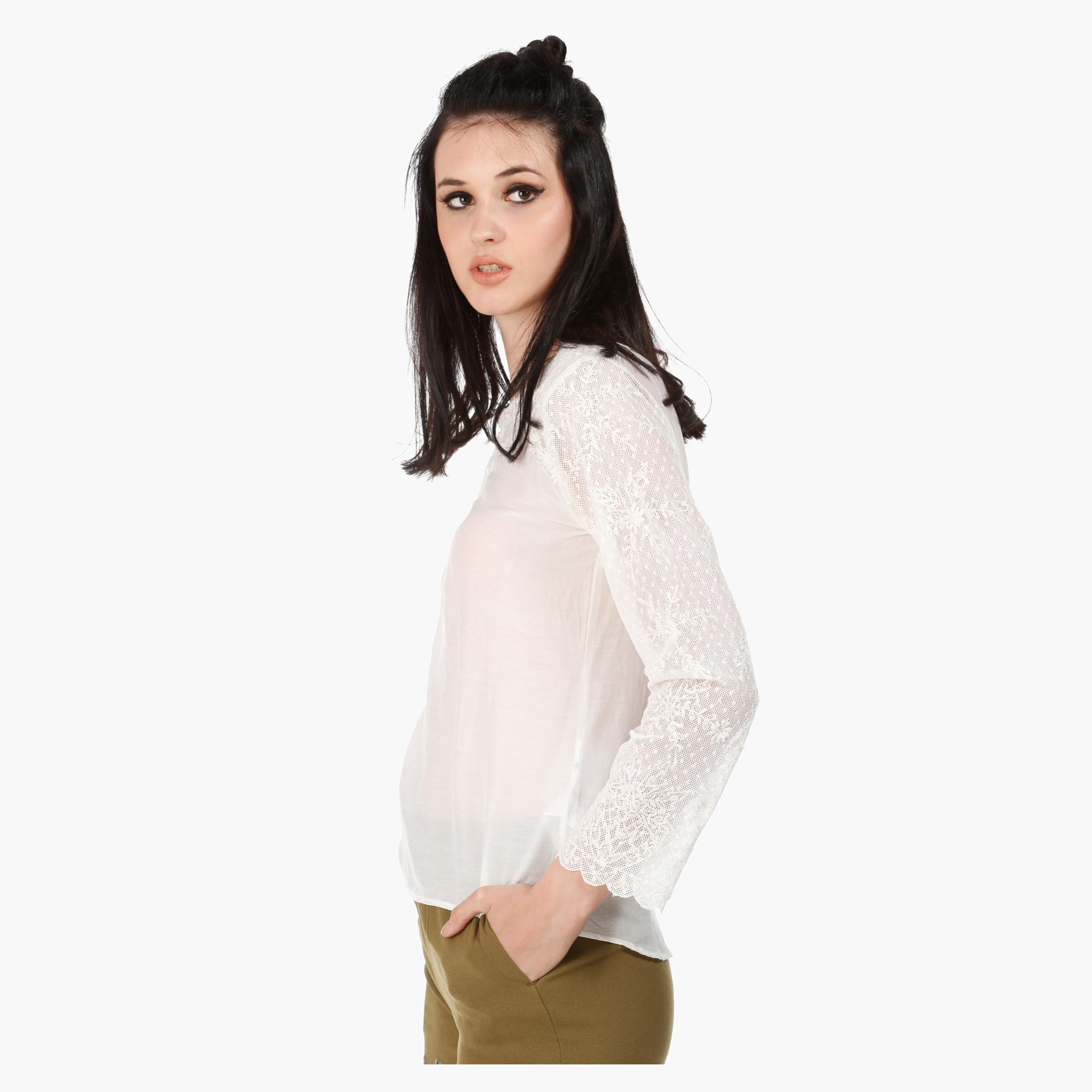 Embroidered Blouse with Long Sleeves and Sheer Yoke in Regular Fit-women-clothing-shirtsandblouses-blouses-image-8