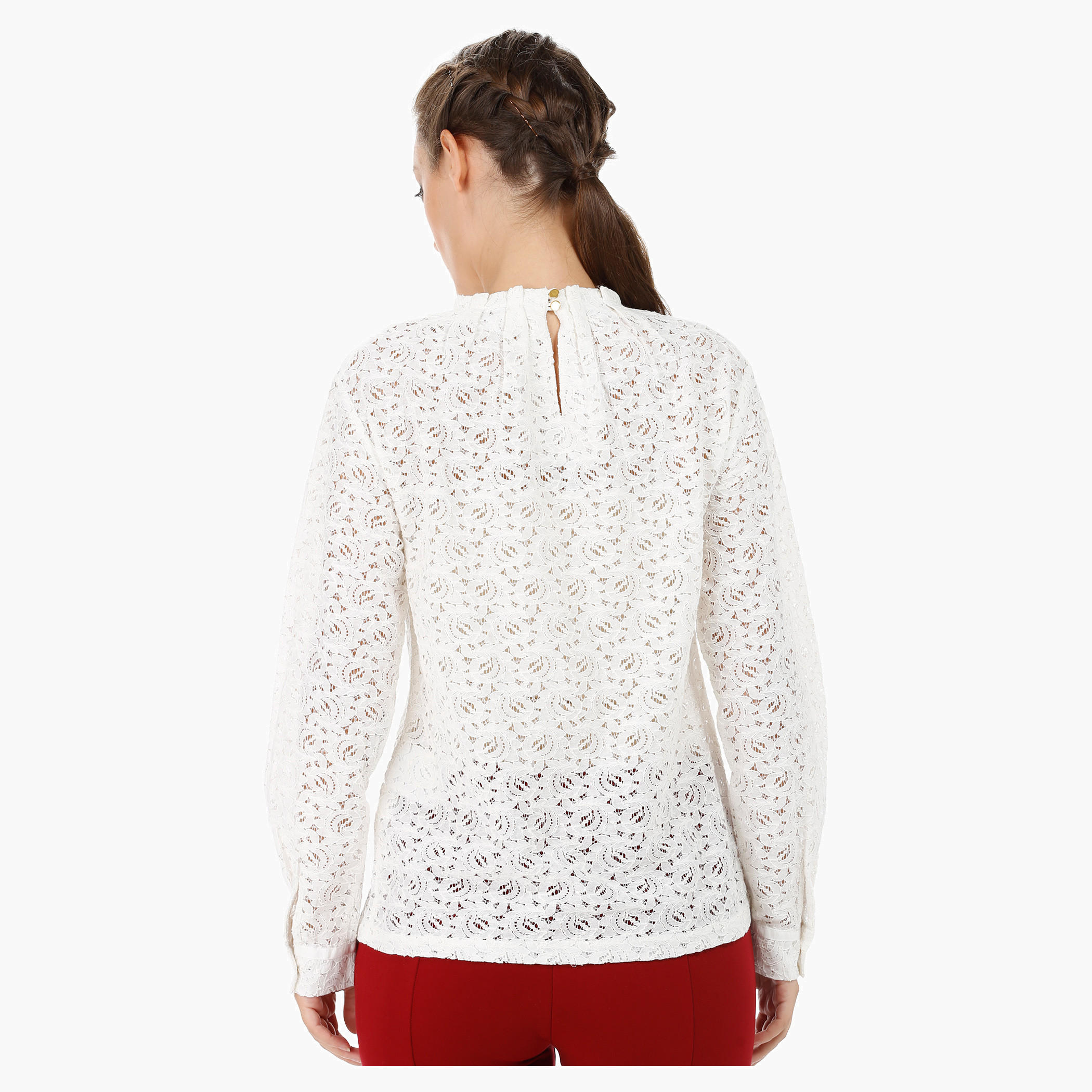 Long Sleeves Blouse with Lace Sheer Yolk-women-clothing-shirtsandblouses-blouses-image-4