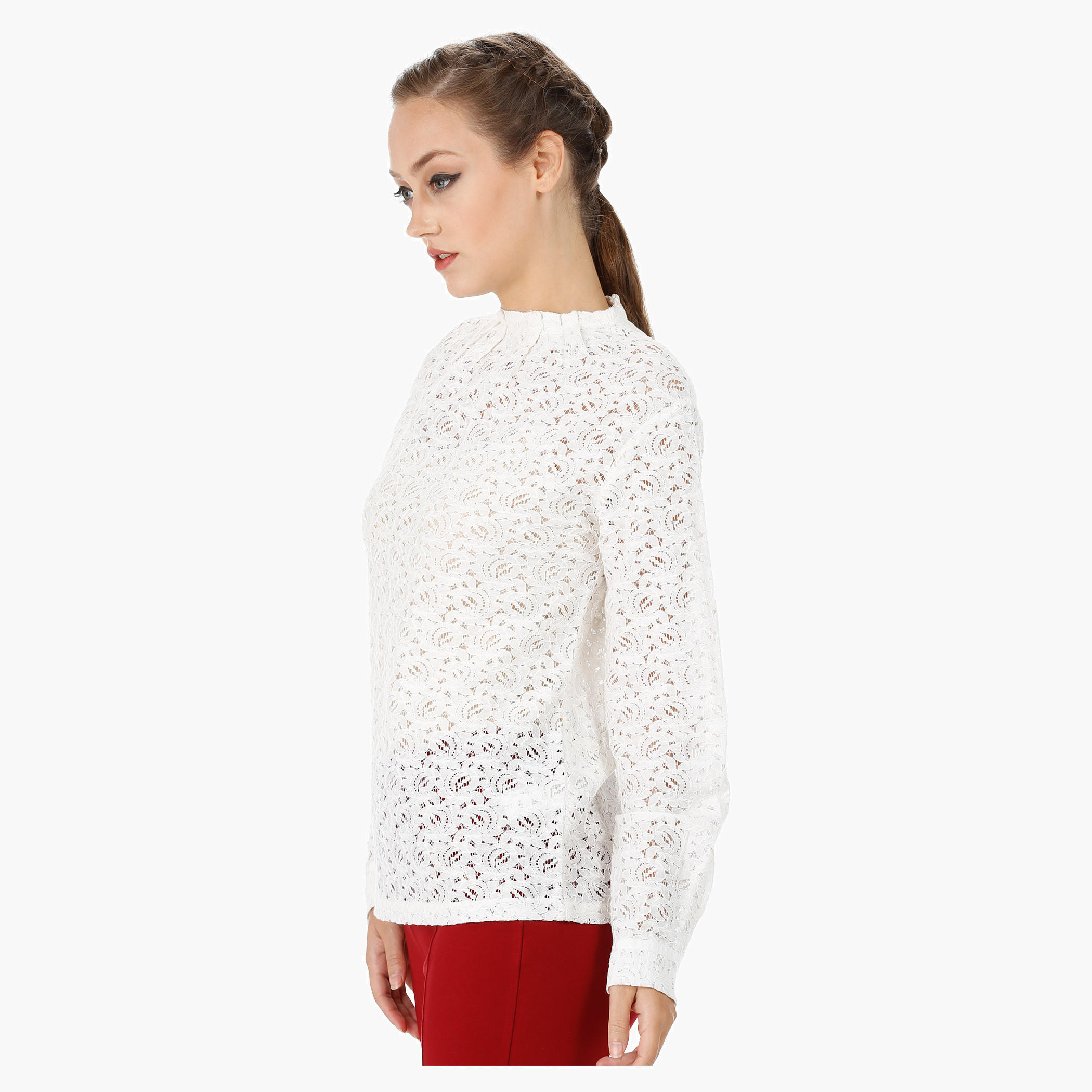 Long Sleeves Blouse with Lace Sheer Yolk-women-clothing-shirtsandblouses-blouses-image-3