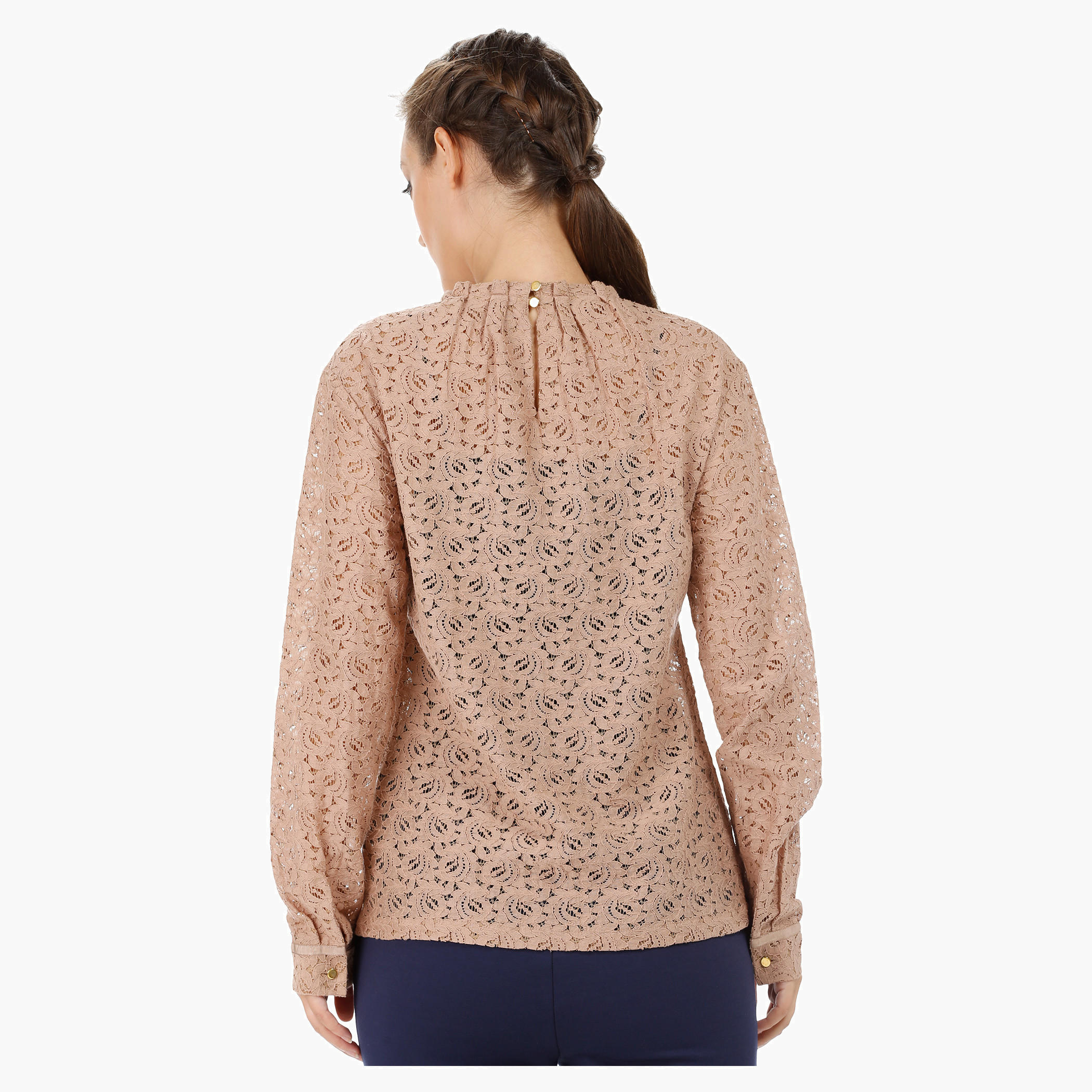 Long Sleeves Blouse with Lace Sheer Yolk-women-clothing-shirtsandblouses-blouses-image-7
