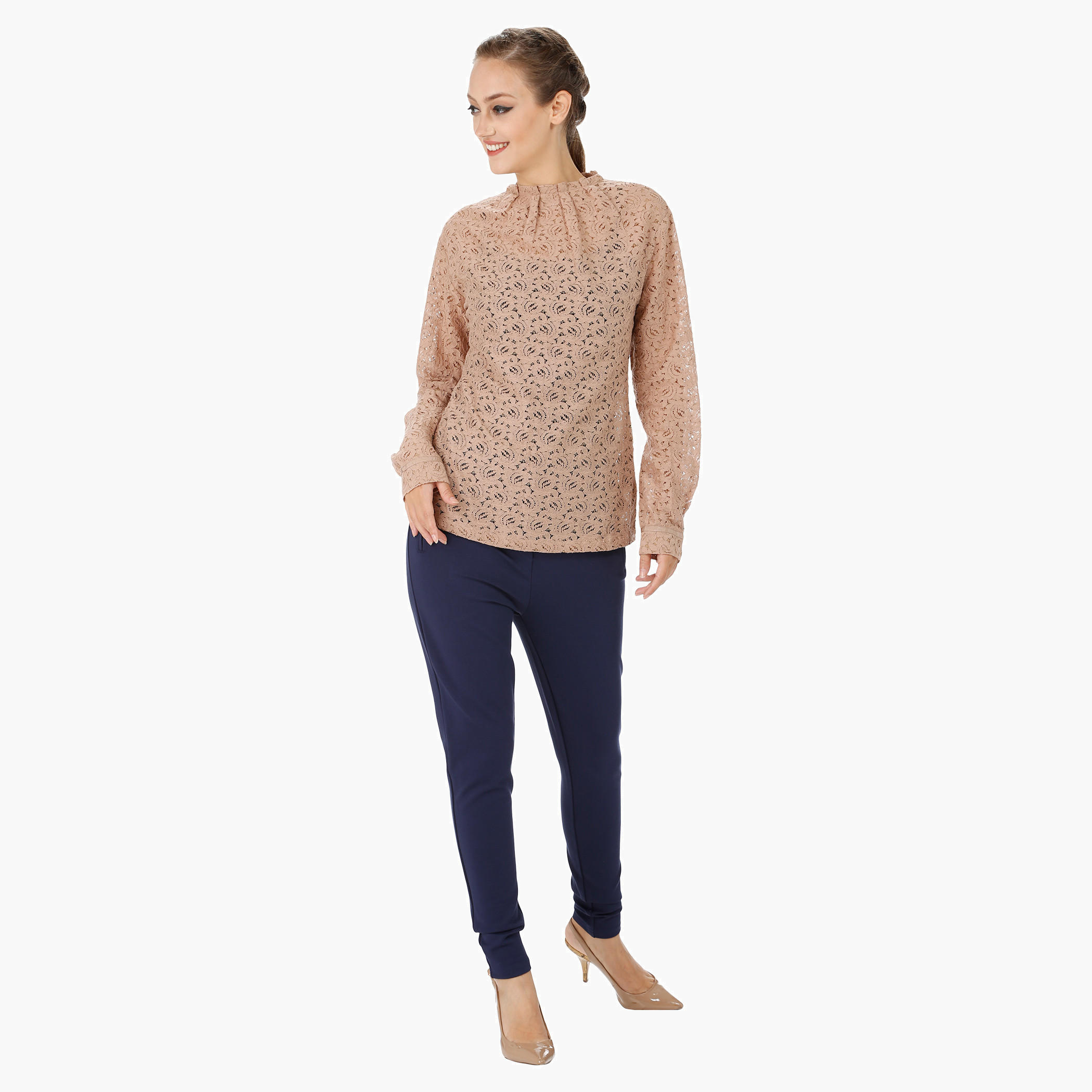 Long Sleeves Blouse with Lace Sheer Yolk-women-clothing-shirtsandblouses-blouses-image-10