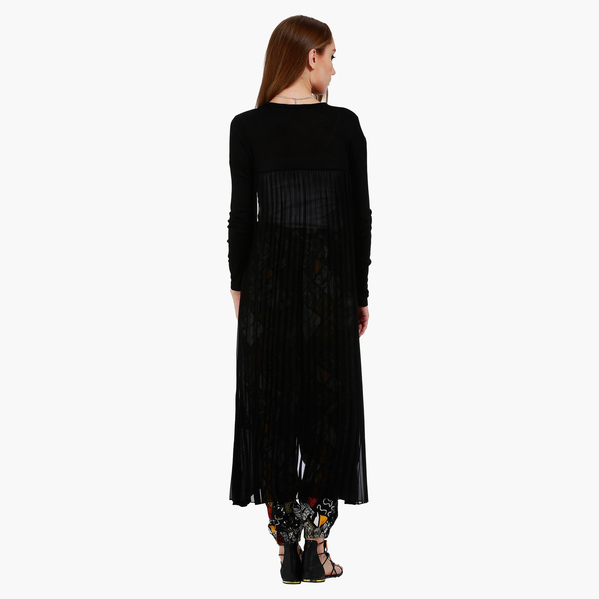 Long Knit Jacket with Pleated Back and Long Sleeves in Regular Fit-women-winterwear-coatsandjackets-jackets-image-6