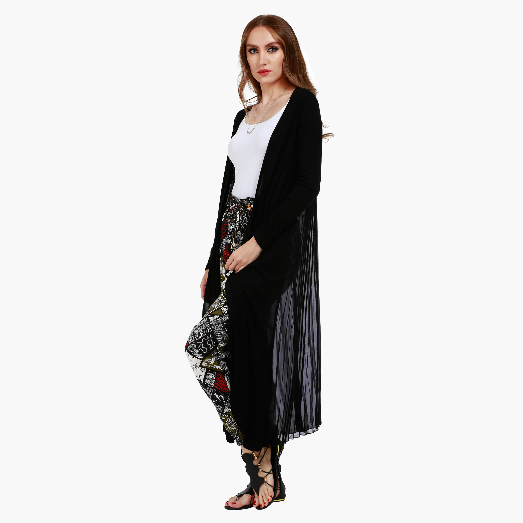 Long Knit Jacket with Pleated Back and Long Sleeves in Regular Fit-women-winterwear-coatsandjackets-jackets-image-7