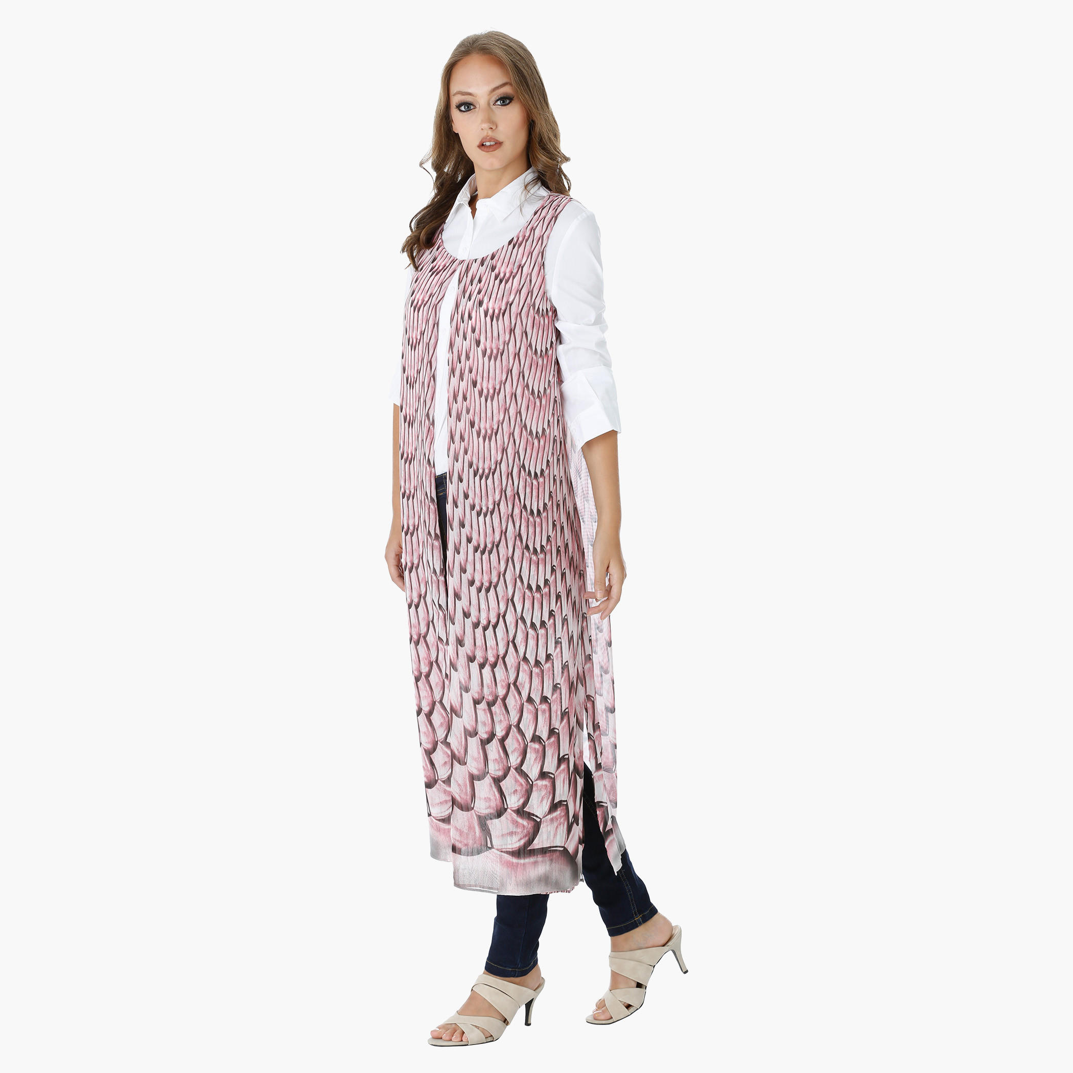 Printed Sleeveless Outerwear-women-clothing-shirtsandblouses-blouses-image-3