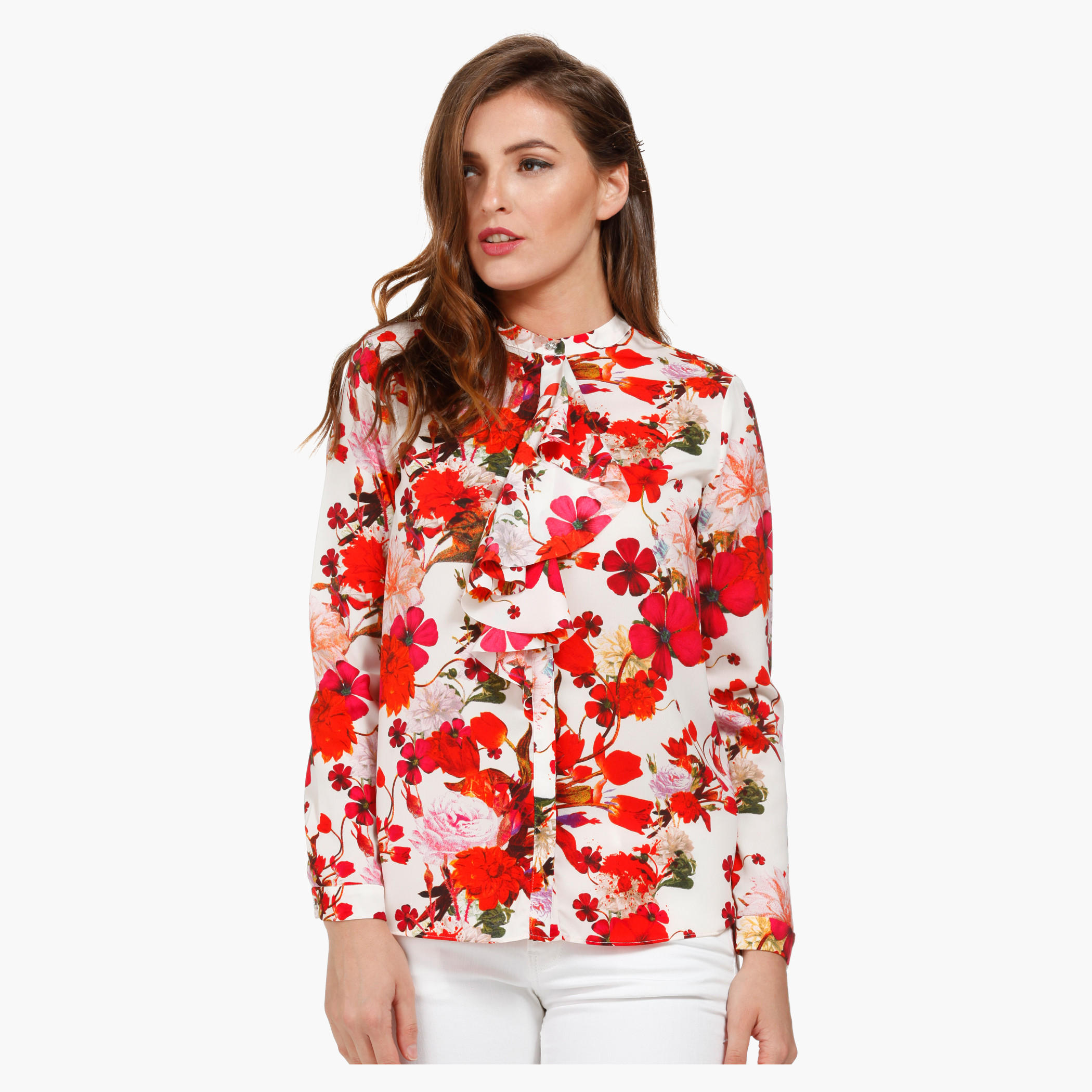 Floral Print Shirt-women-clothing-shirtsandblouses-blouses-image-1