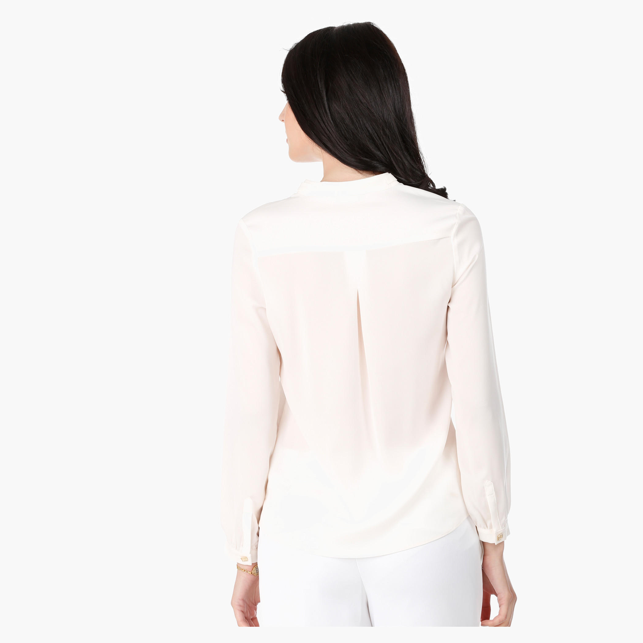 V-Neck Shirt with Pleated Long Sleeves in Regular Fit-women-clothing-shirtsandblouses-blouses-image-2