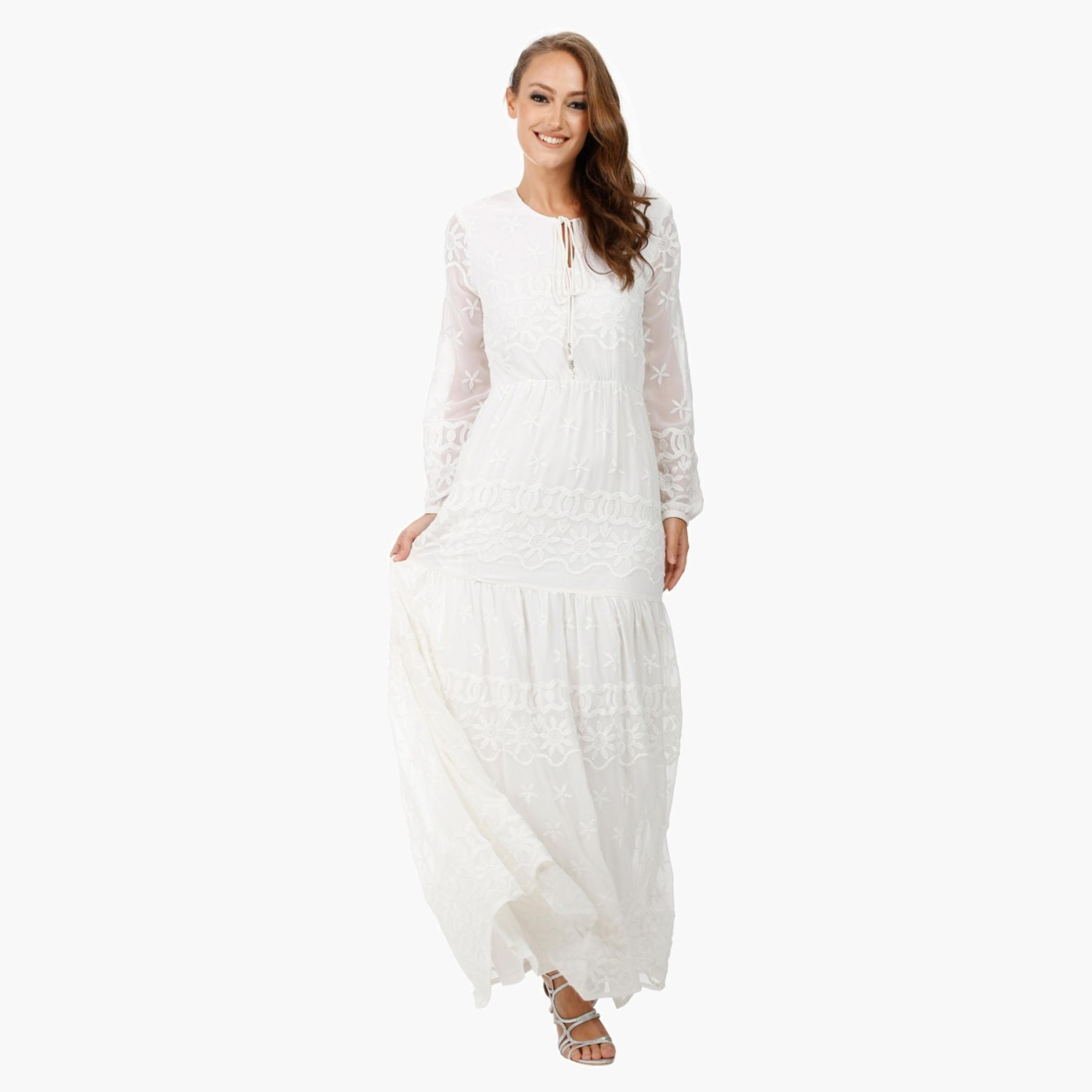Embroidered Maxi Dress with Round Neck and Long Sleeves-women-clothing-dresses-image-1