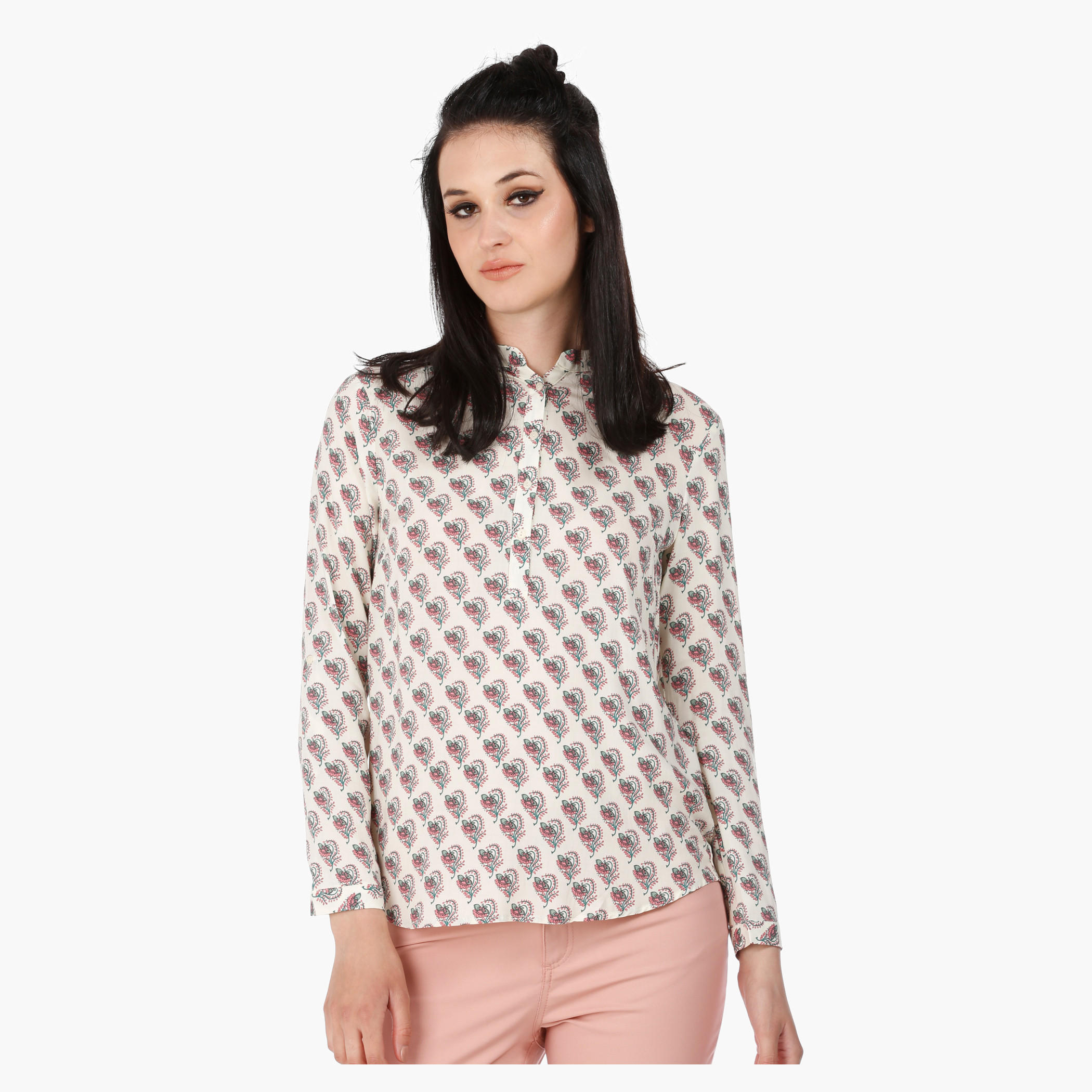 Mandarin Neck Blouse with Long Sleeves in Regular Fit-women-clothing-shirtsandblouses-blouses-image-5