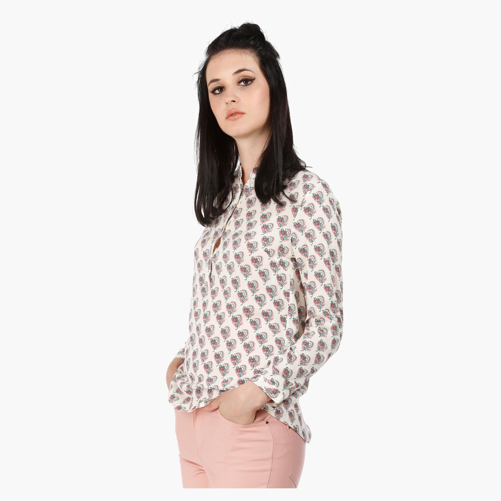Mandarin Neck Blouse with Long Sleeves in Regular Fit-women-clothing-shirtsandblouses-blouses-image-3