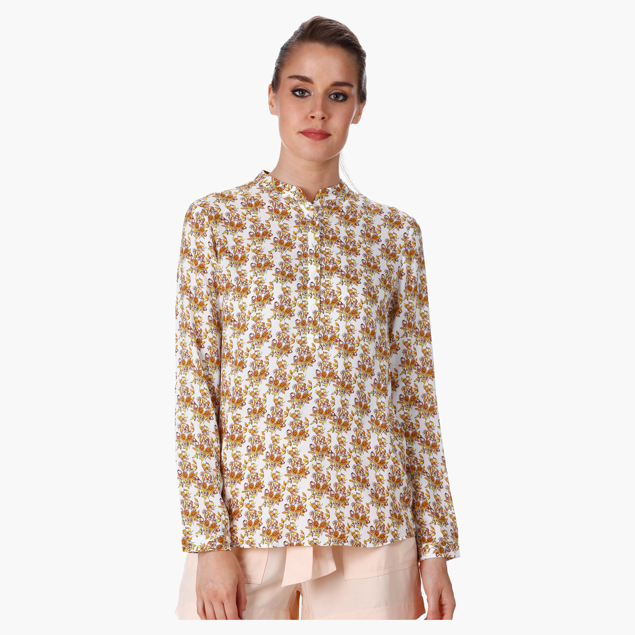 Printed Blouse with Mandarin Neck in Regular Fit-women-clothing-shirtsandblouses-blouses-image-1