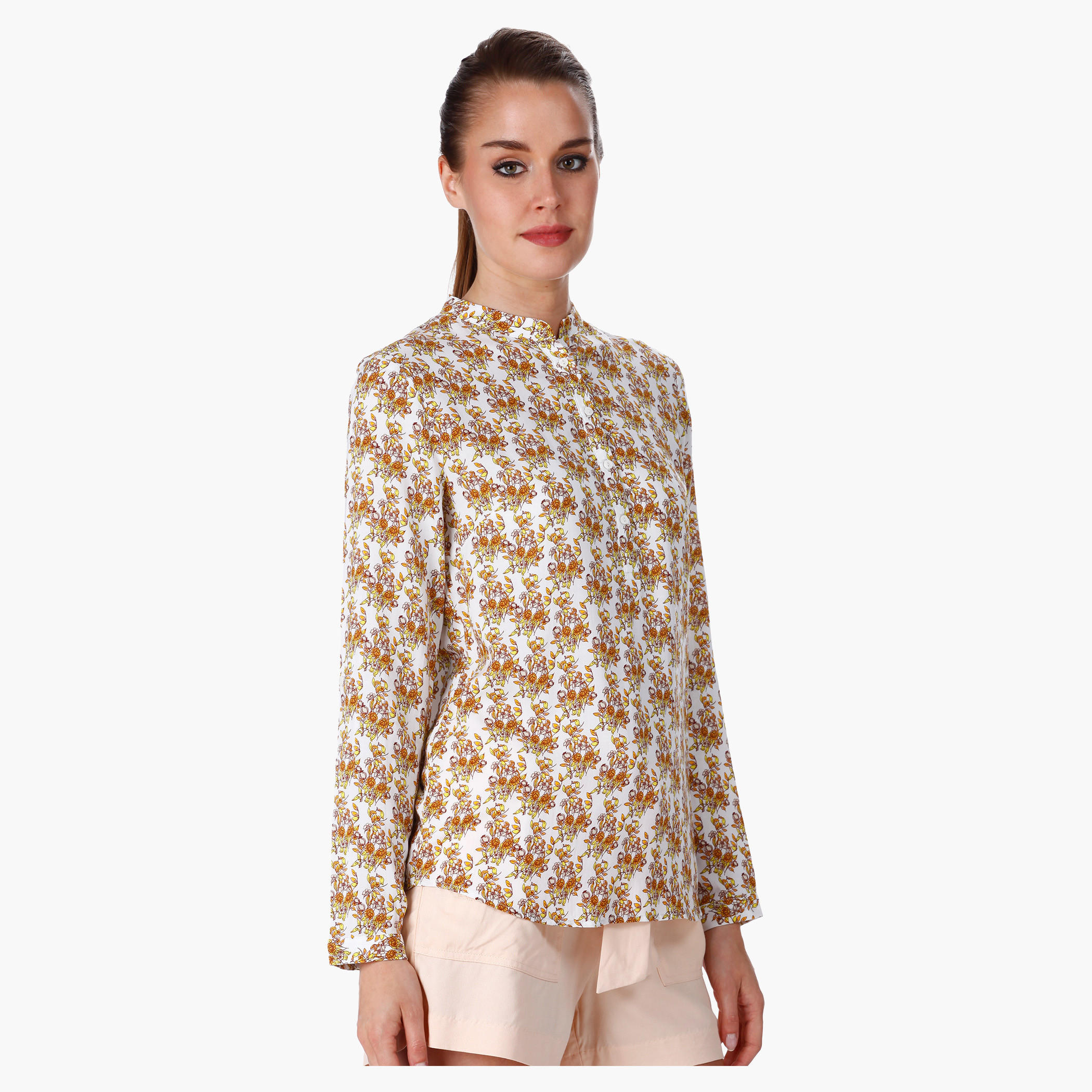 Printed Blouse with Mandarin Neck in Regular Fit-women-clothing-shirtsandblouses-blouses-image-3