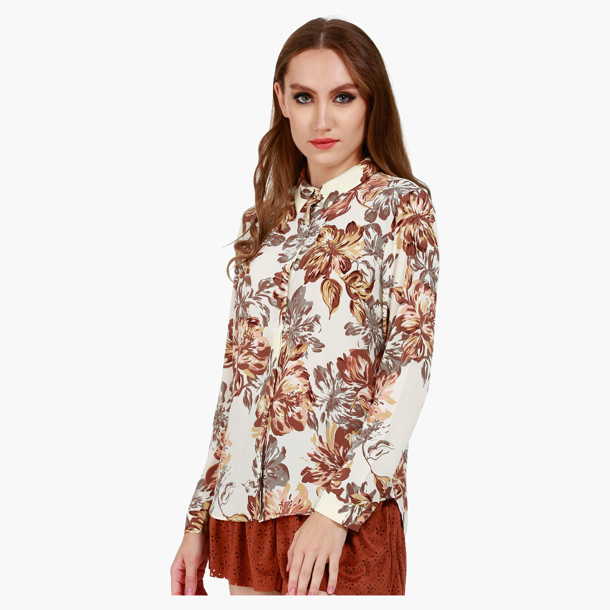 Collared Shirt with Long Sleeves and All Over Print-women-clothing-shirtsandblouses-blouses-image-3