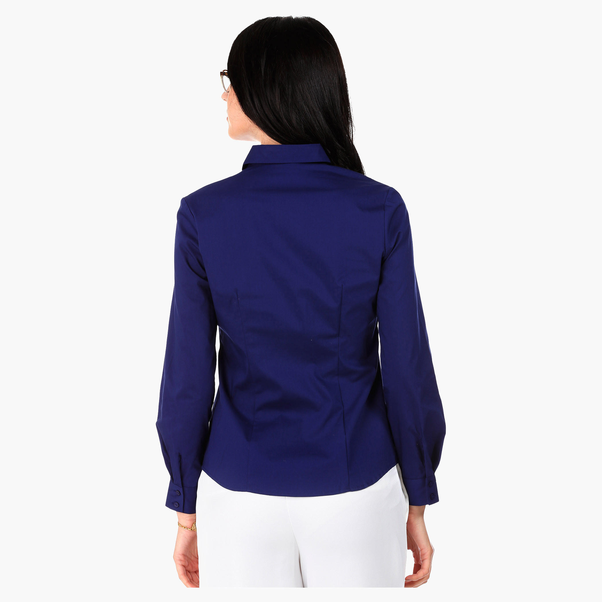 Basic Button Down Shirt with Collar and Full Sleeves-women-clothing-shirtsandblouses-blouses-image-2