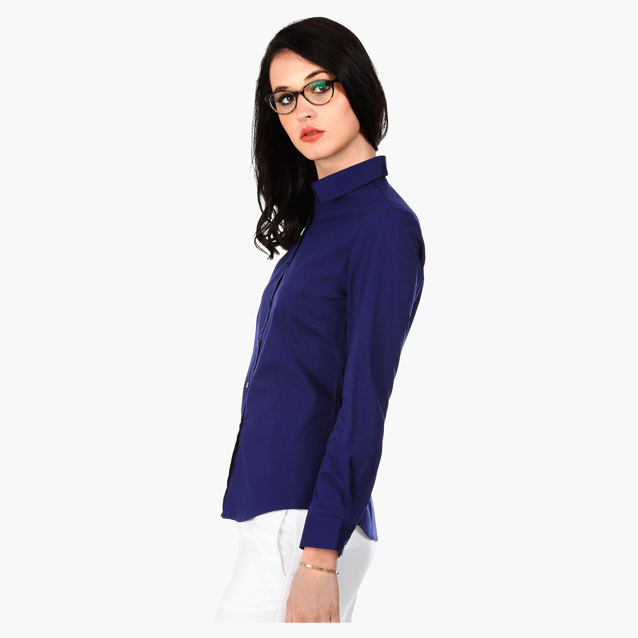 Basic Button Down Shirt with Collar and Full Sleeves-women-clothing-shirtsandblouses-blouses-image-3