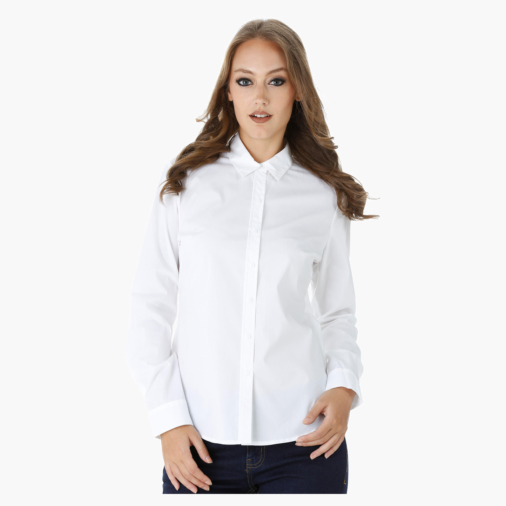 Plain Shirt with Long Sleeves-women-clothing-shirtsandblouses-blouses-image-1