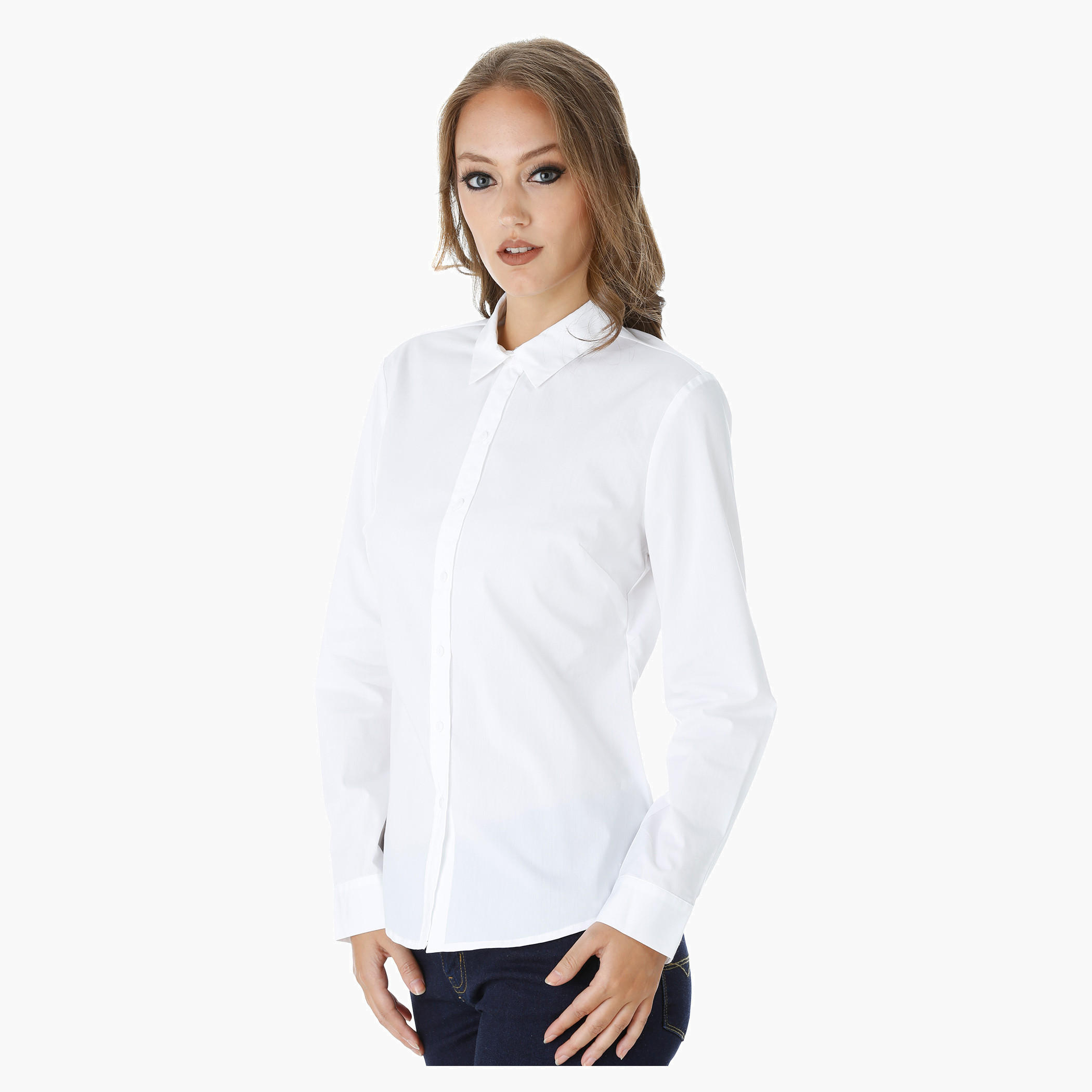Plain Shirt with Long Sleeves-women-clothing-shirtsandblouses-blouses-image-3