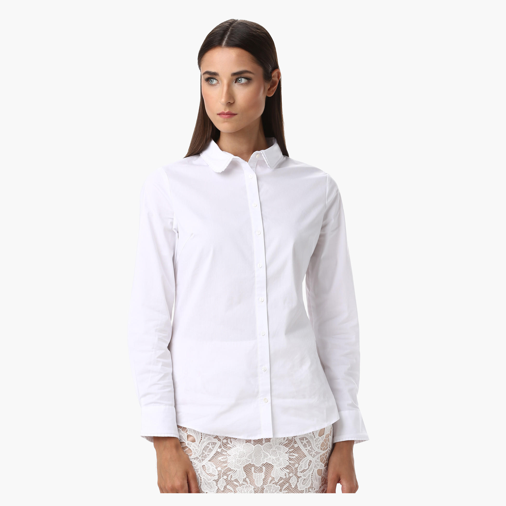 Shirt with Long Sleeves and Ruffle Bib Shirt Collar-women-clothing-shirtsandblouses-blouses-image-1