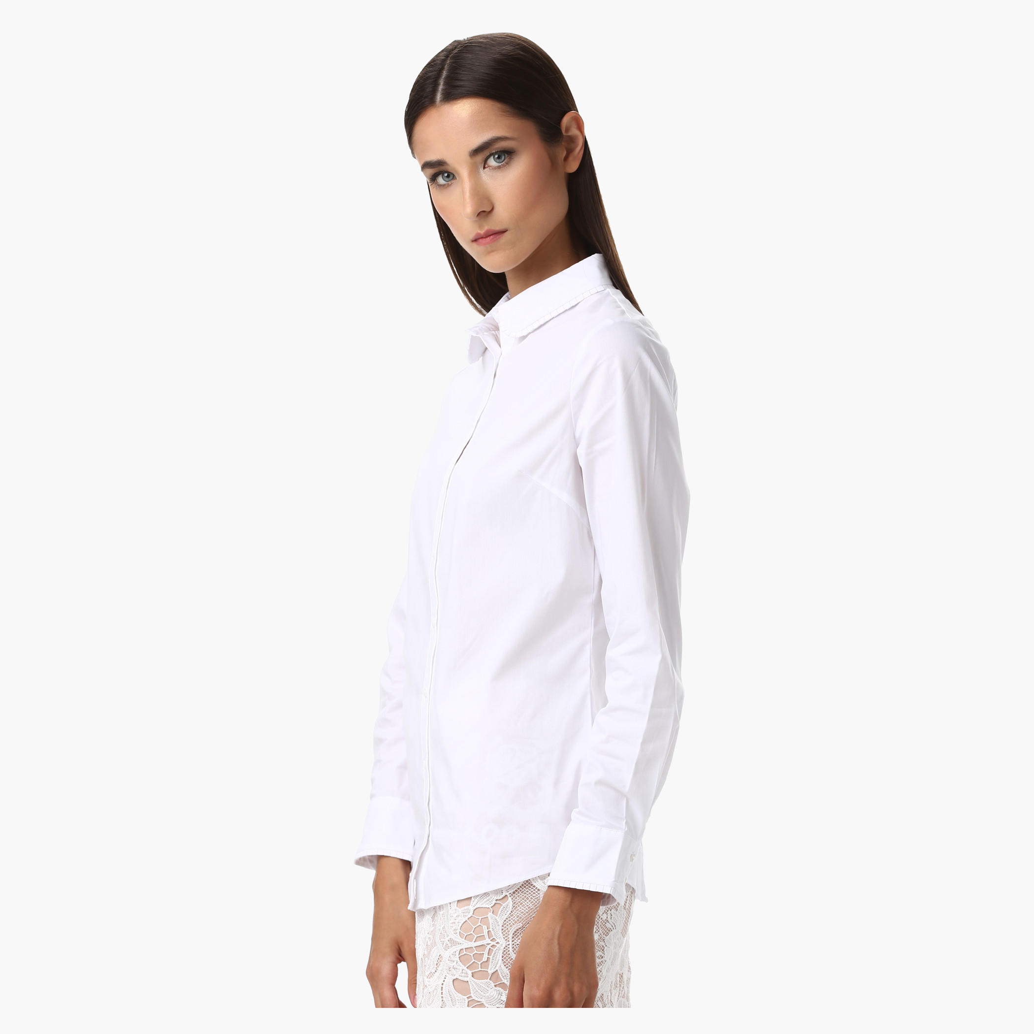 Shirt with Long Sleeves and Ruffle Bib Shirt Collar-women-clothing-shirtsandblouses-blouses-image-3