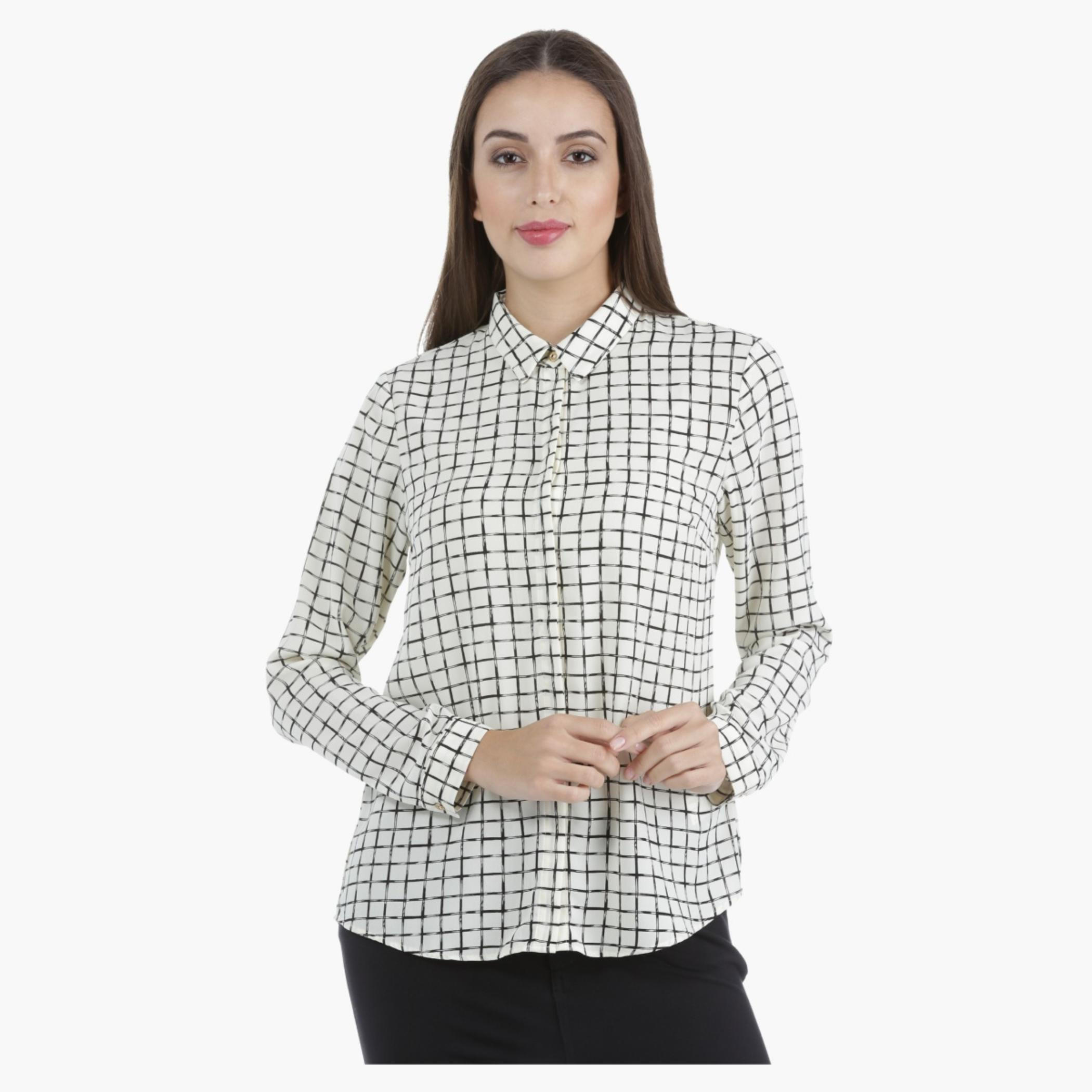 Printed Formal Shirt in Regular Fit-women-clothing-shirtsandblouses-blouses-image-1