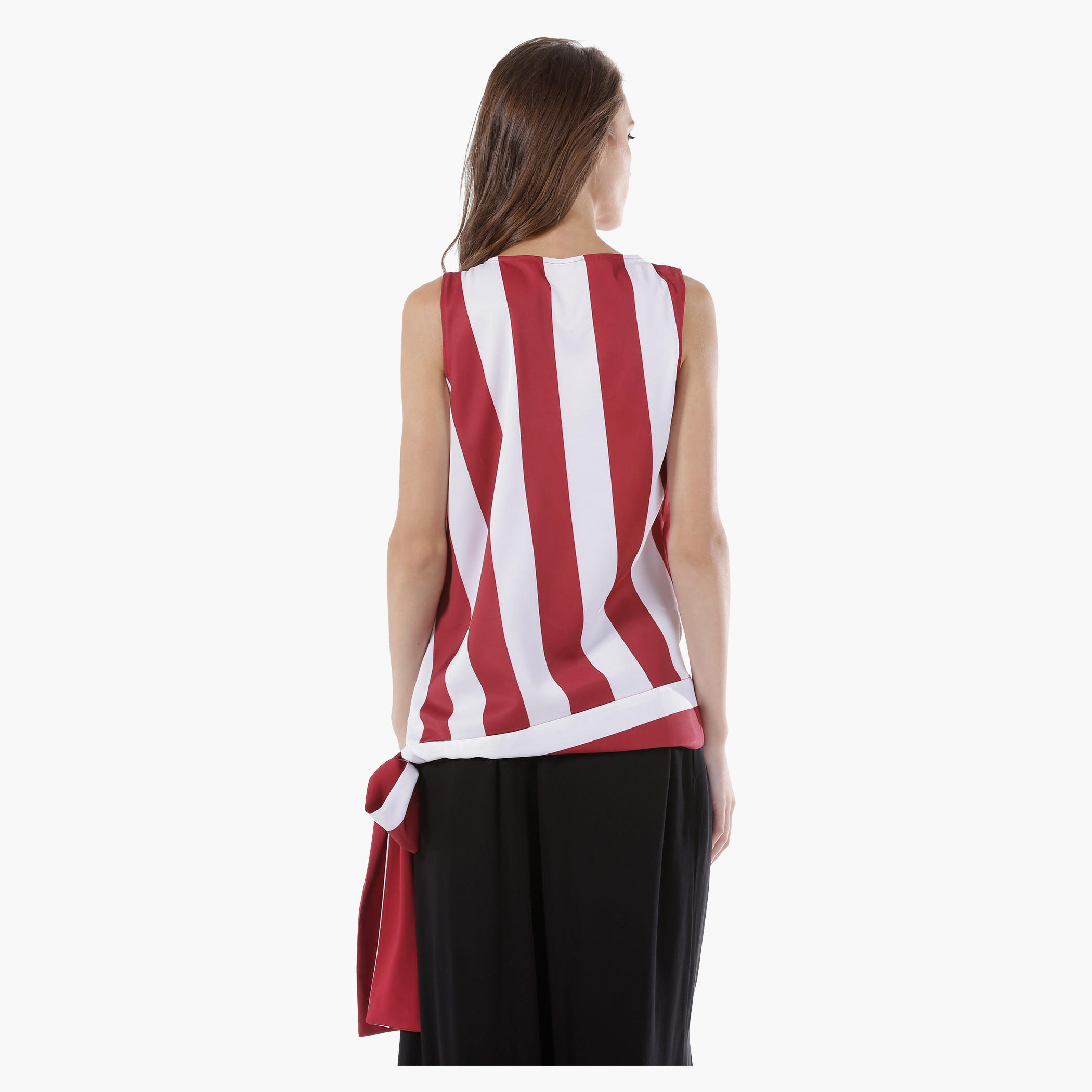 Sleeveless Asymmetric Top with Stripes and Tie Ups-women-clothing-shirtsandblouses-blouses-image-2