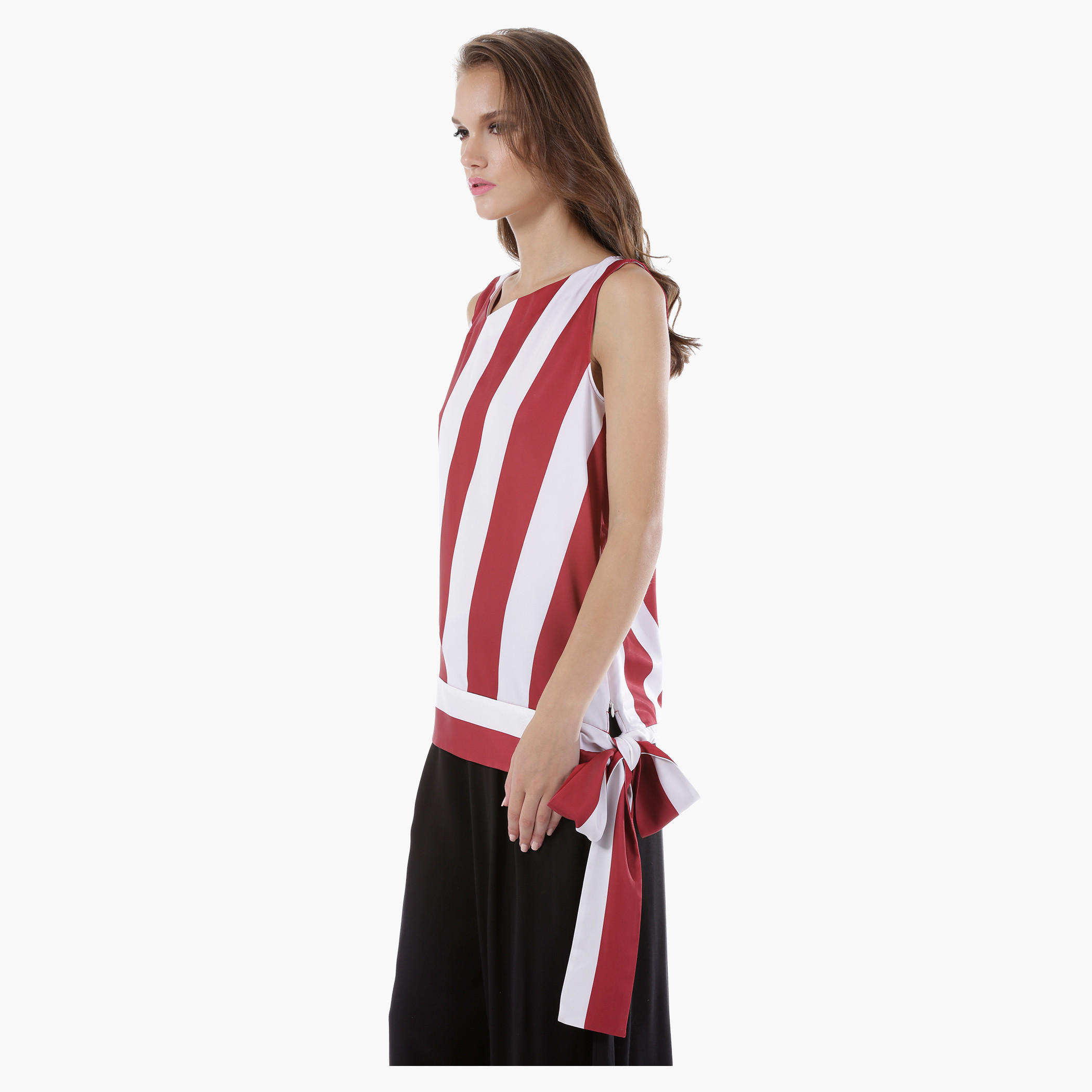 Sleeveless Asymmetric Top with Stripes and Tie Ups-women-clothing-shirtsandblouses-blouses-image-3
