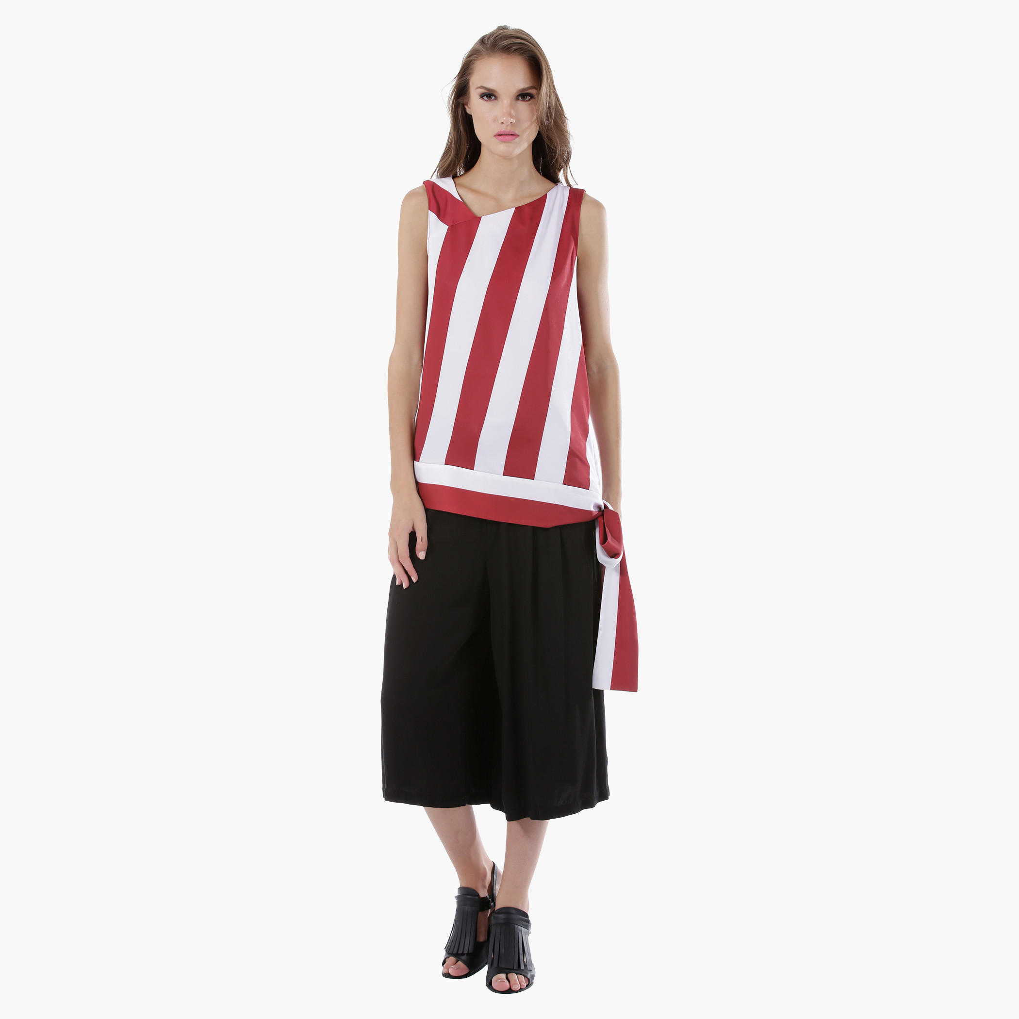 Sleeveless Asymmetric Top with Stripes and Tie Ups-women-clothing-shirtsandblouses-blouses-image-5