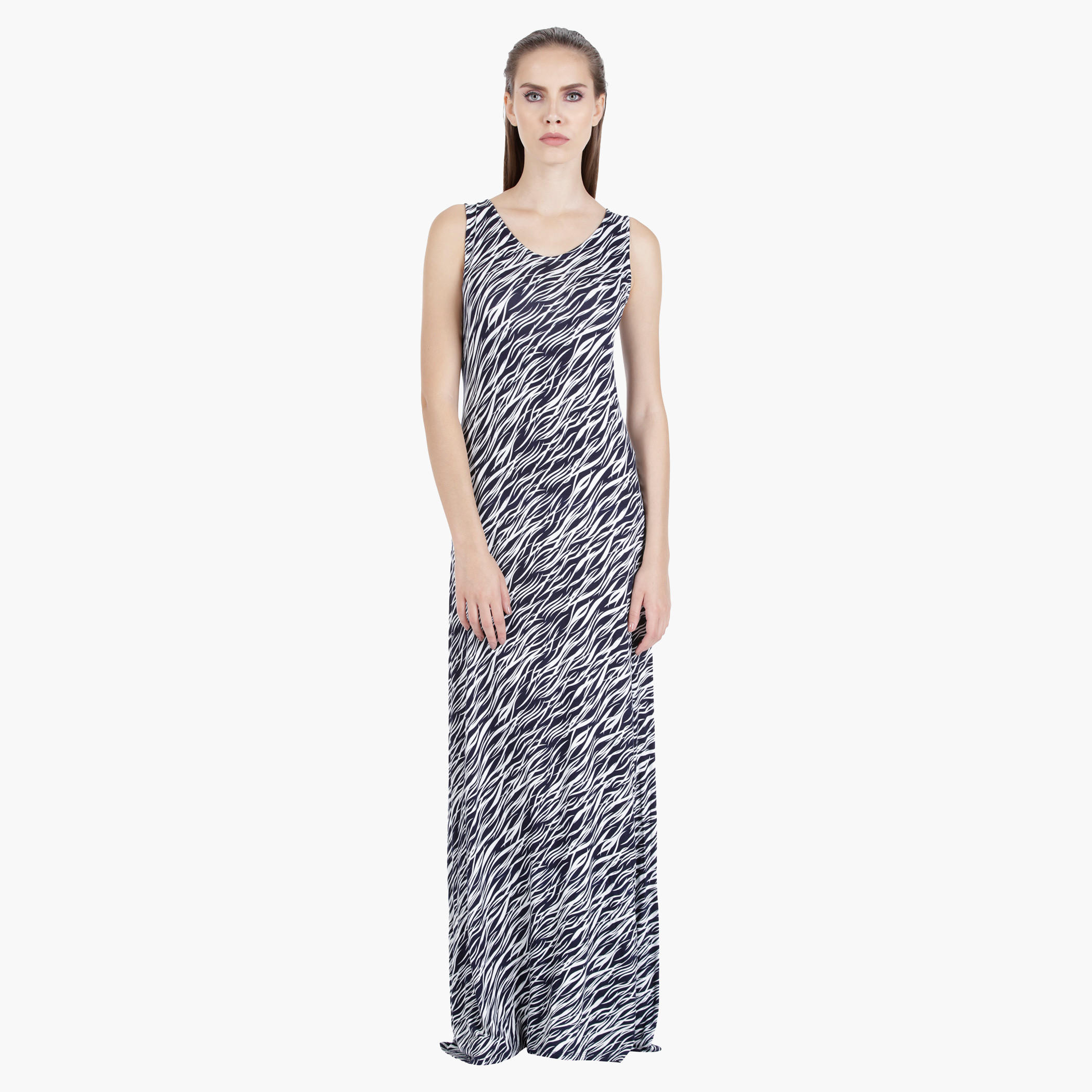Sleeveless Flared Maxi Dress with Stripes in Regular Fit-women-clothing-dresses-image-4