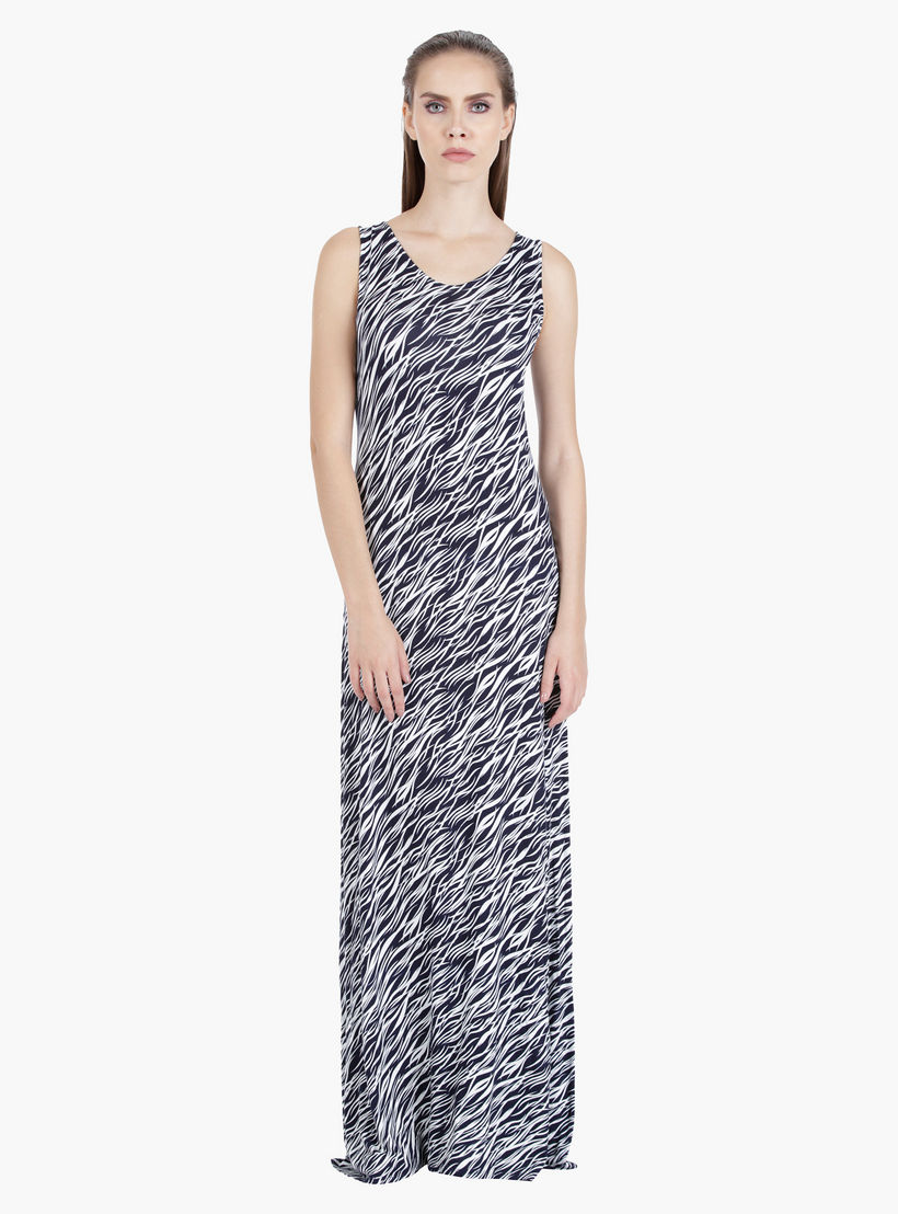 Sleeveless Flared Maxi Dress with Stripes in Regular Fit-women-clothing-dresses-image-4