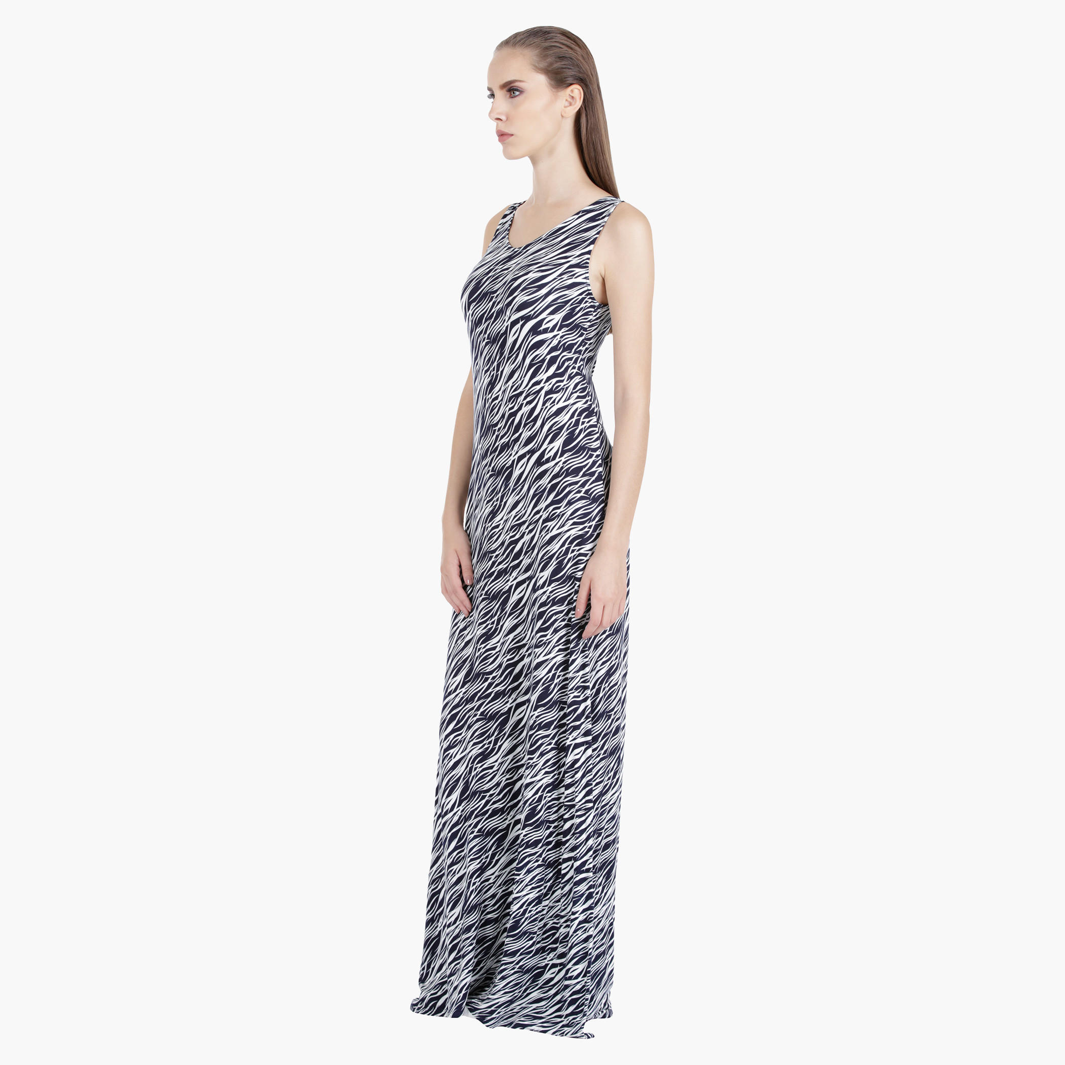 Sleeveless Flared Maxi Dress with Stripes in Regular Fit-women-clothing-dresses-image-2