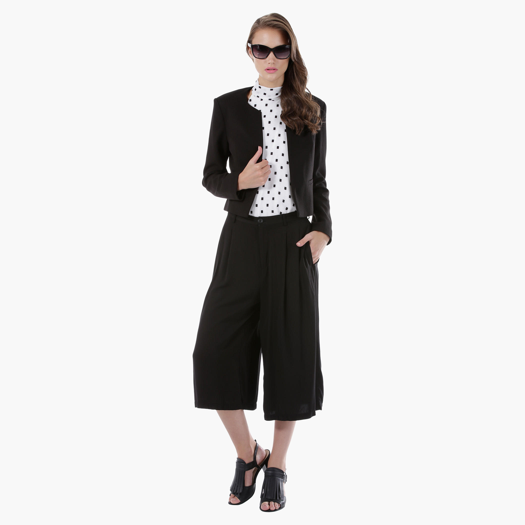 Open Front Collarless Jacket with Long Sleeves-women-clothing-coatsandjackets-blazers-image-1