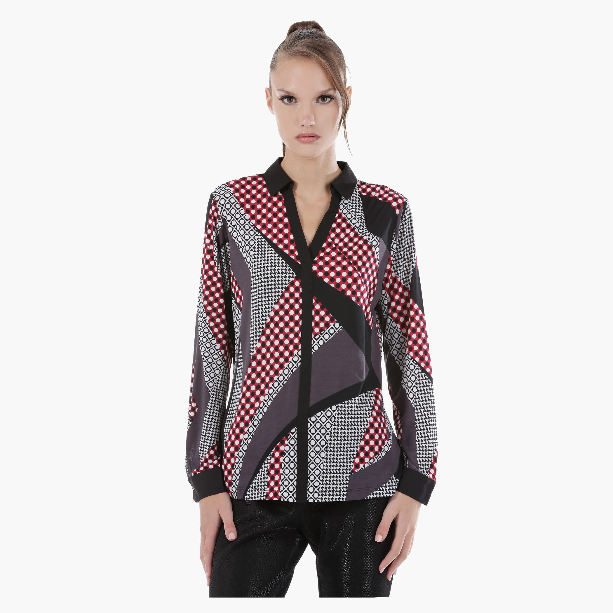 Printed Shirt with Full Sleeves and Collar Neck in Regular Fit-women-clothing-shirtsandblouses-blouses-image-1