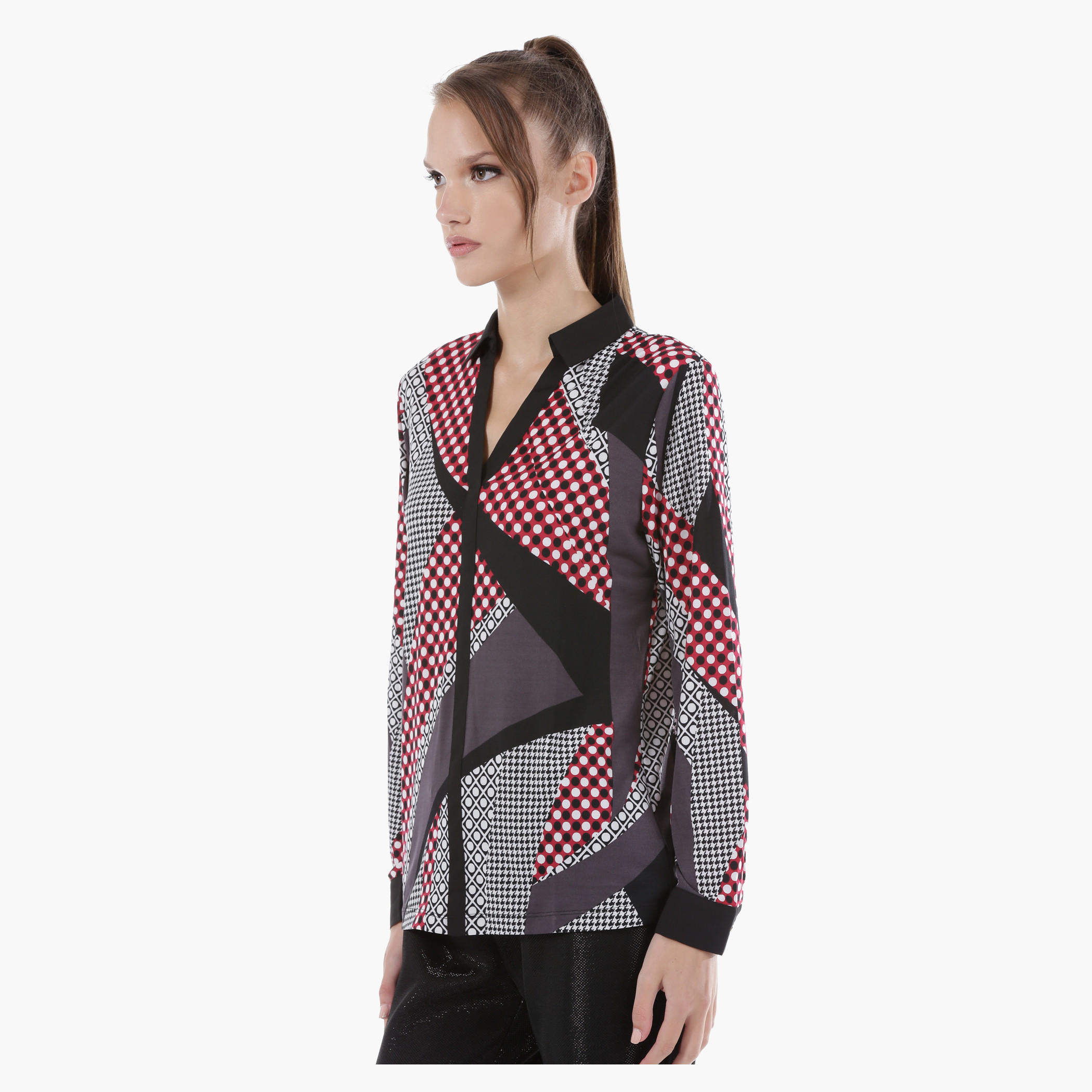 Printed Shirt with Full Sleeves and Collar Neck in Regular Fit-women-clothing-shirtsandblouses-blouses-image-3