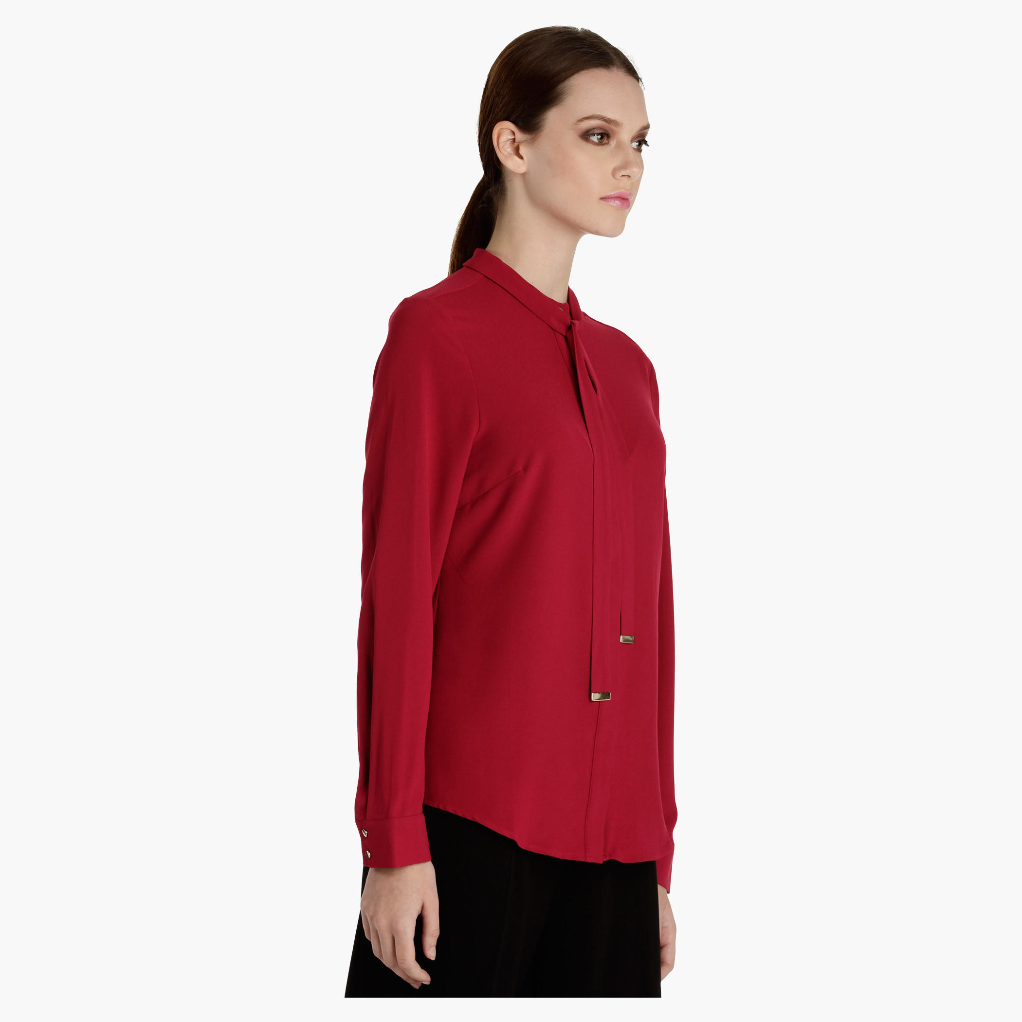 Long Sleeves Shirt with Tie Ups at Neck-women-clothing-shirtsandblouses-blouses-image-3