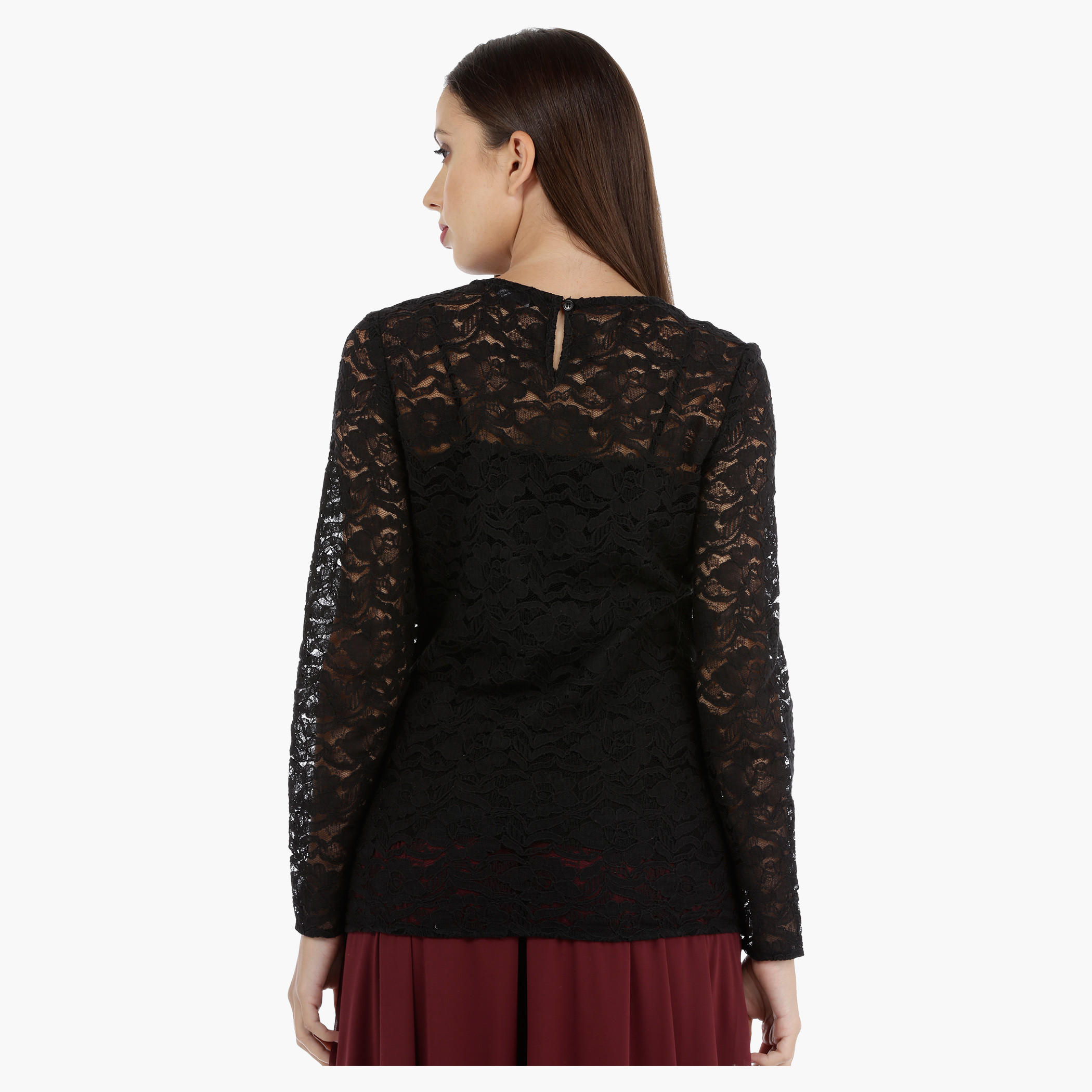Lace Long Sleeves Top with Neck Beading-women-clothing-shirtsandblouses-blouses-image-4