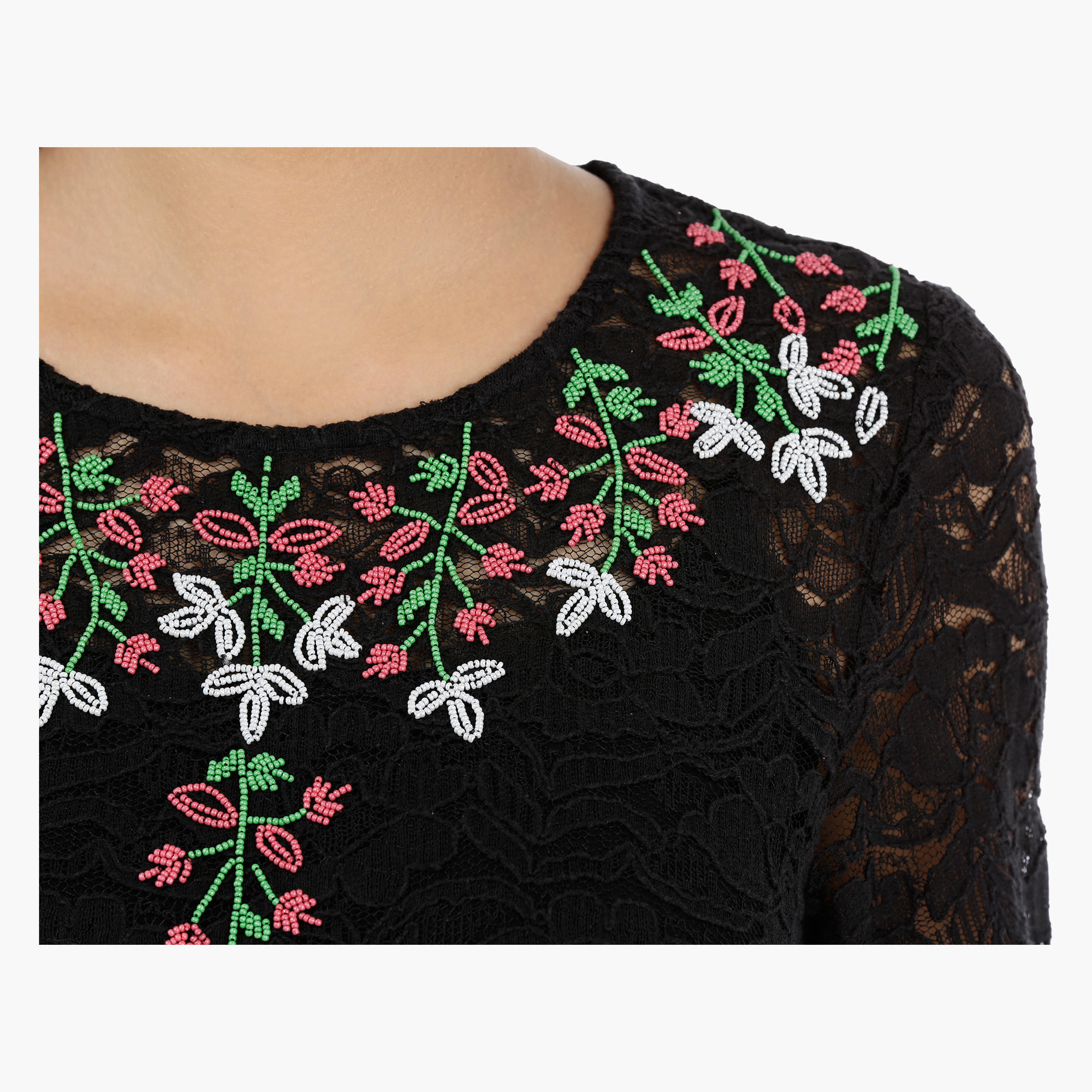 Lace Long Sleeves Top with Neck Beading-women-clothing-shirtsandblouses-blouses-image-4