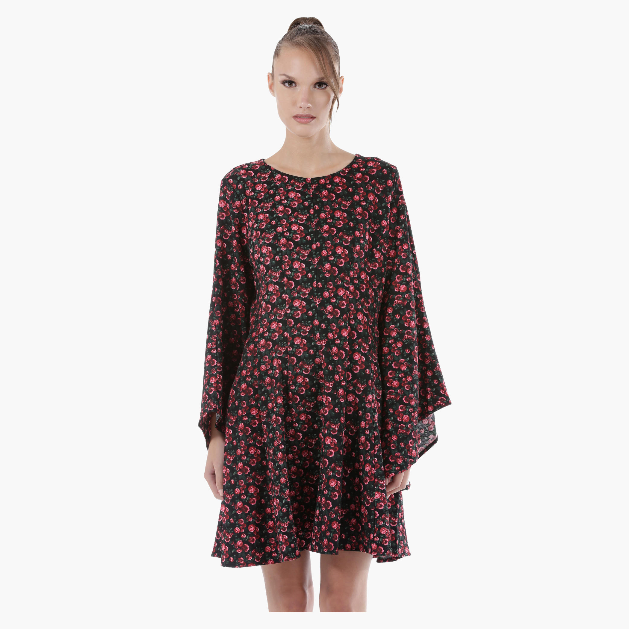 Floral Print Midi Dress with Flared Sleeves in Regular Fit-women-clothing-dresses-image-1