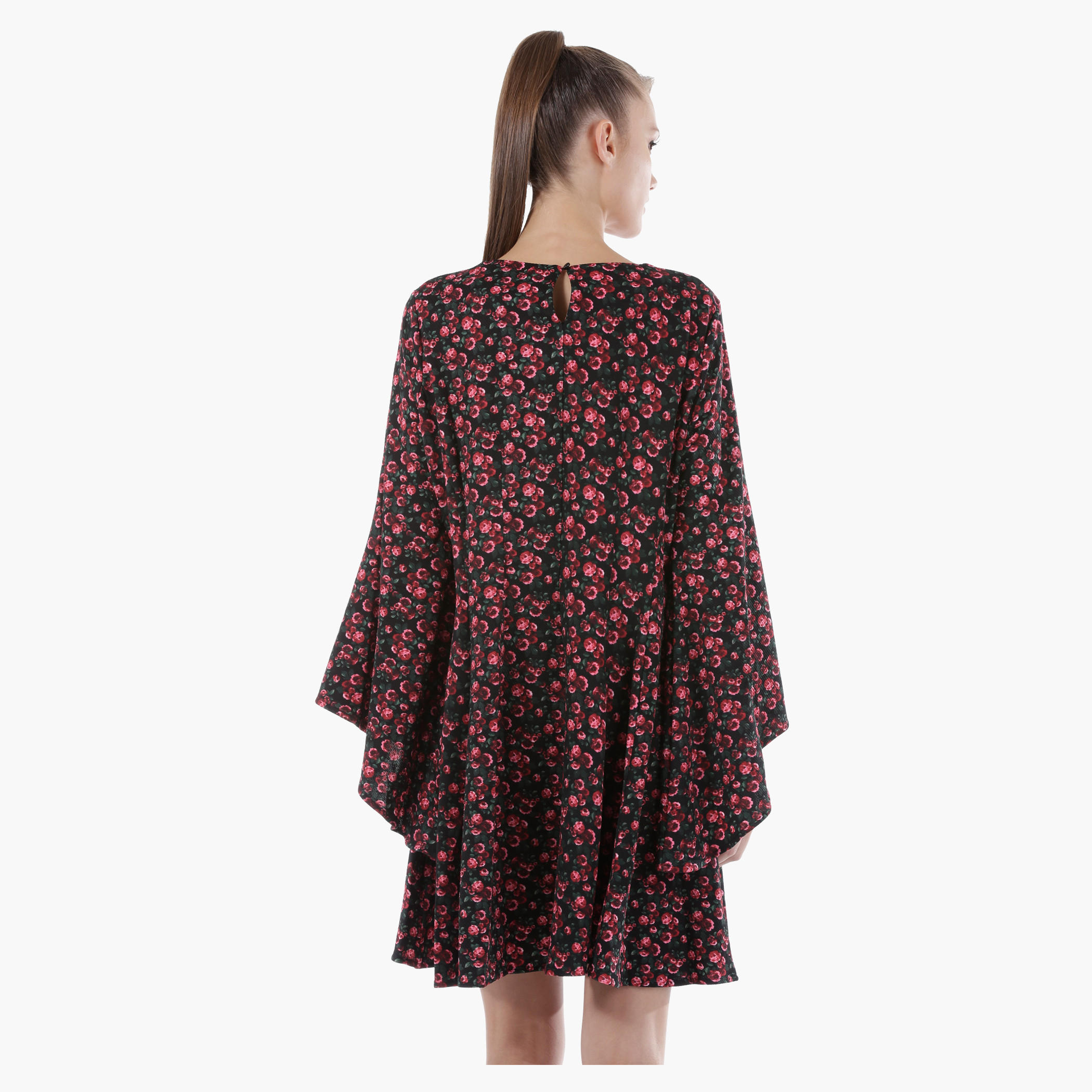 Floral Print Midi Dress with Flared Sleeves in Regular Fit-women-clothing-dresses-image-2