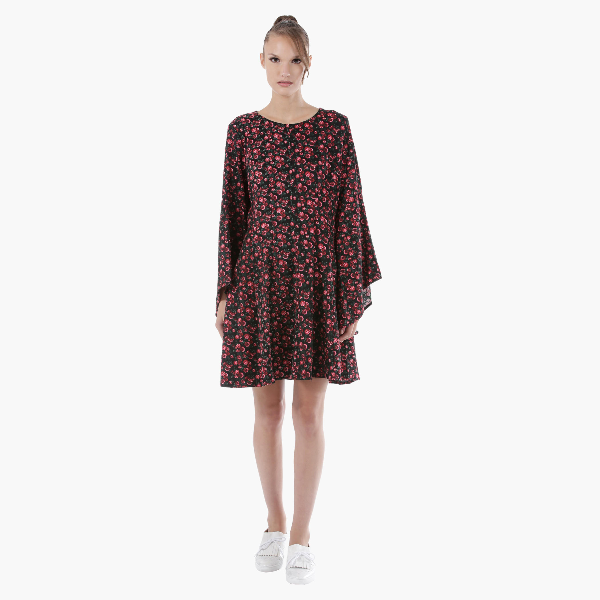 Floral Print Midi Dress with Flared Sleeves in Regular Fit-women-clothing-dresses-image-5