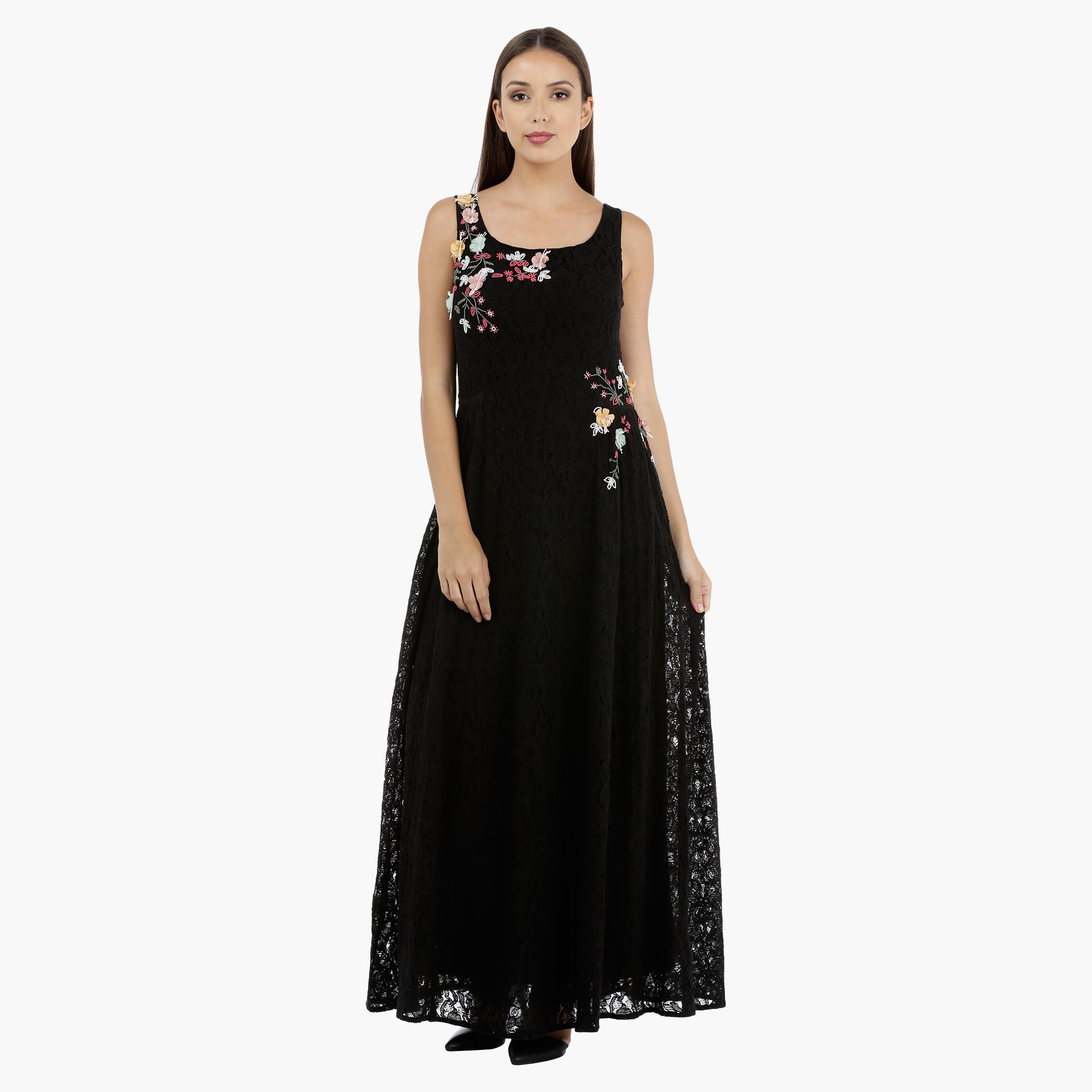Sleeveless Maxi Dress With Lace and Bead Detailing-women-clothing-dresses-image-1