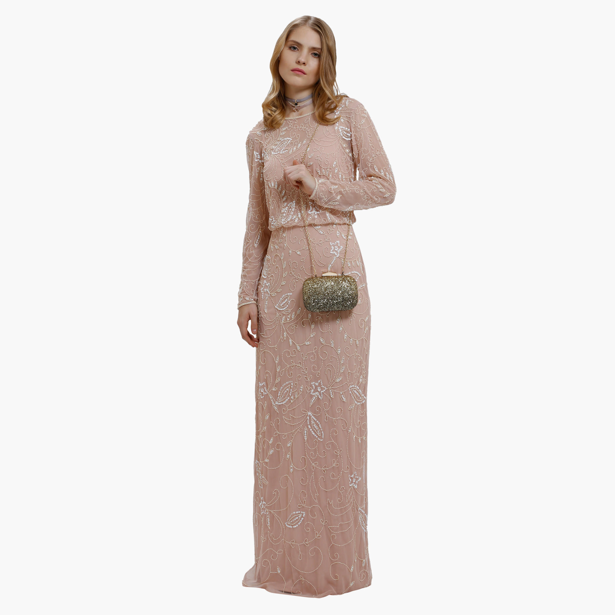 Embellished Long Sleeves Maxi Dress-women-clothing-dresses-image-1