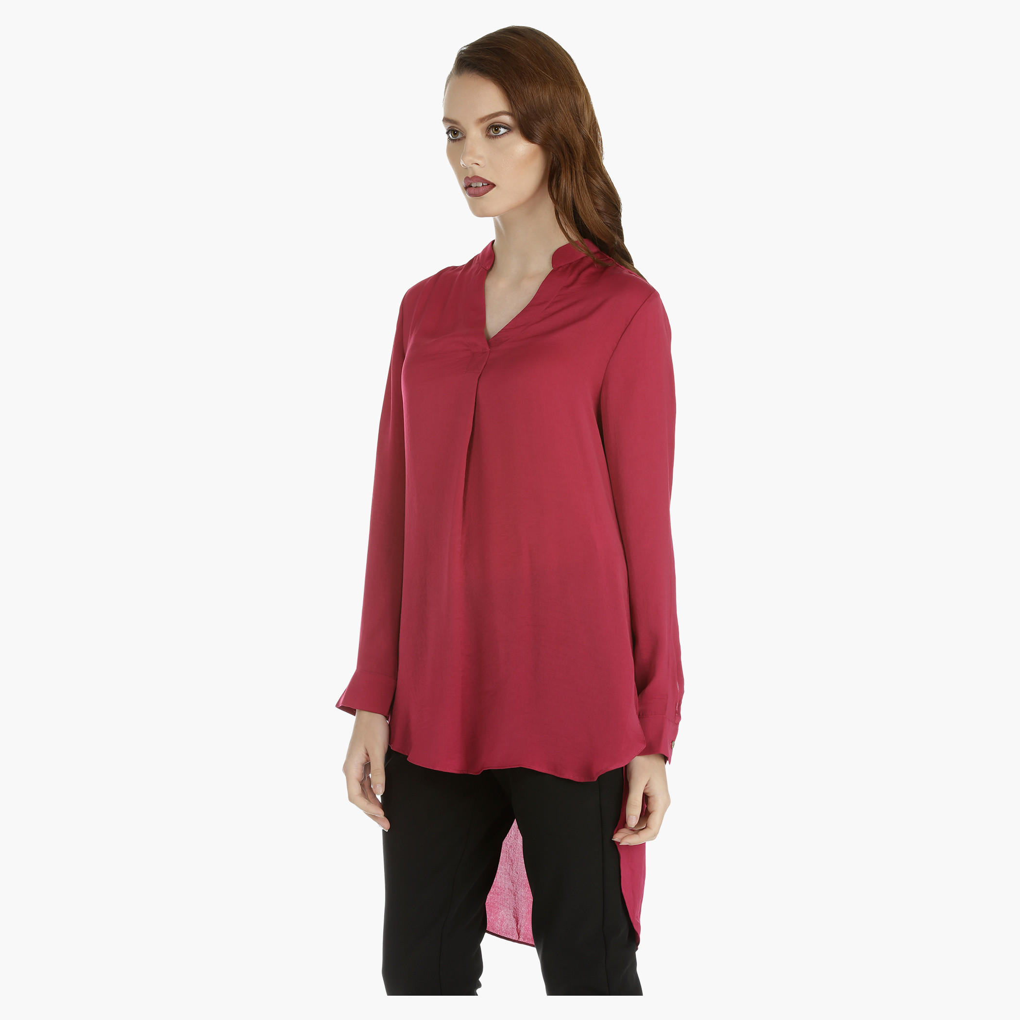 High Low Top with Long Sleeves-women-clothing-shirtsandblouses-blouses-image-3